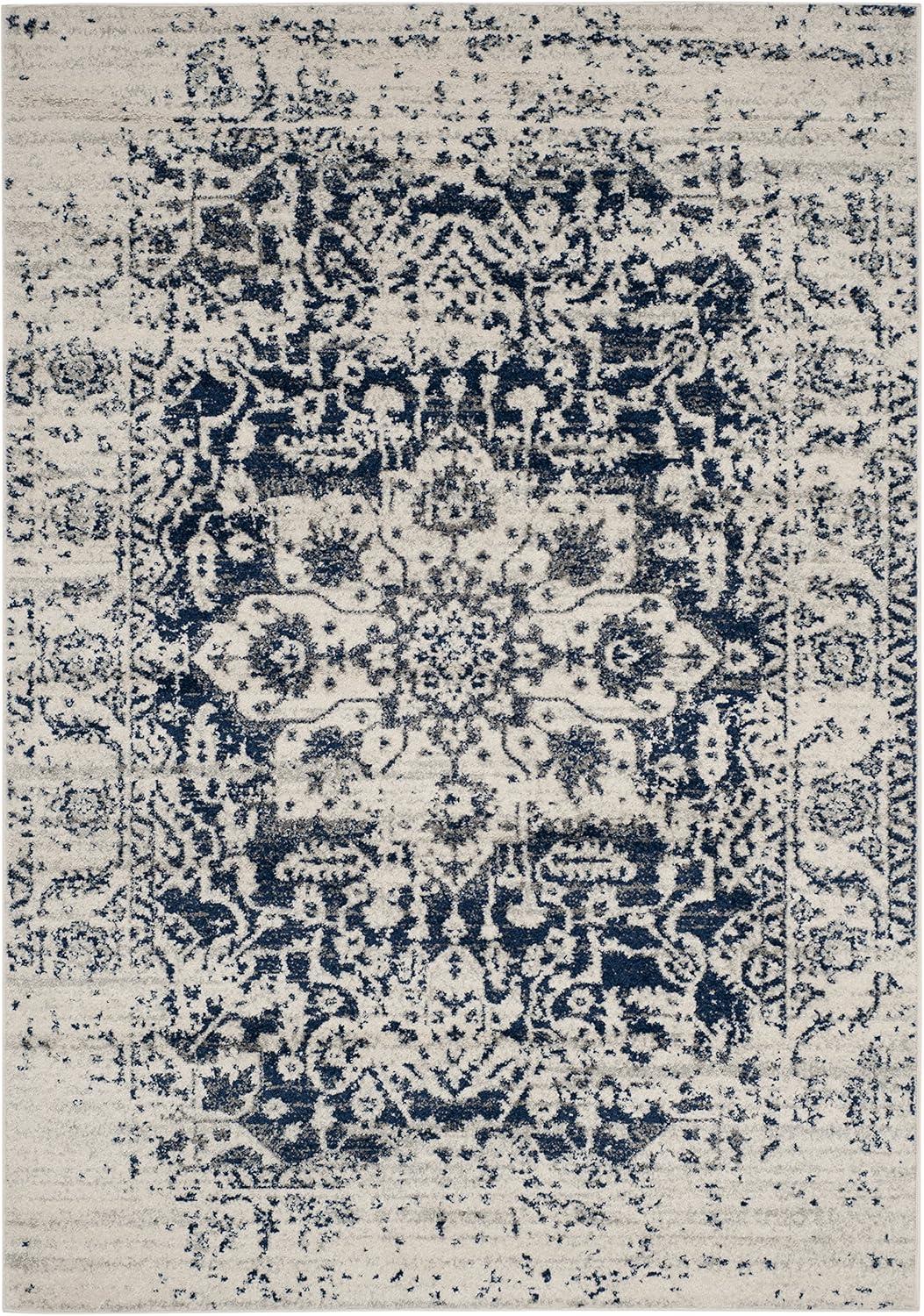 image:imageSAFAVIEH Area Rug 8x10 Madison Collection Large Cream amp Navy Snowflake Medallion Distressed Design NonShedding amp Easy Cleaning Ideal for Living Room Bedroom Office Dining Space MAD603DCreamNavy