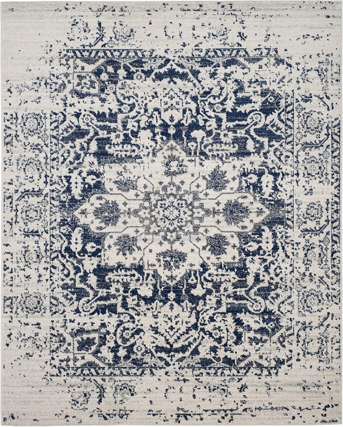 image:imageSAFAVIEH Area Rug 8x10 Madison Collection Large Cream amp Navy Snowflake Medallion Distressed Design NonShedding amp Easy Cleaning Ideal for Living Room Bedroom Office Dining Space MAD603DCreamNavy