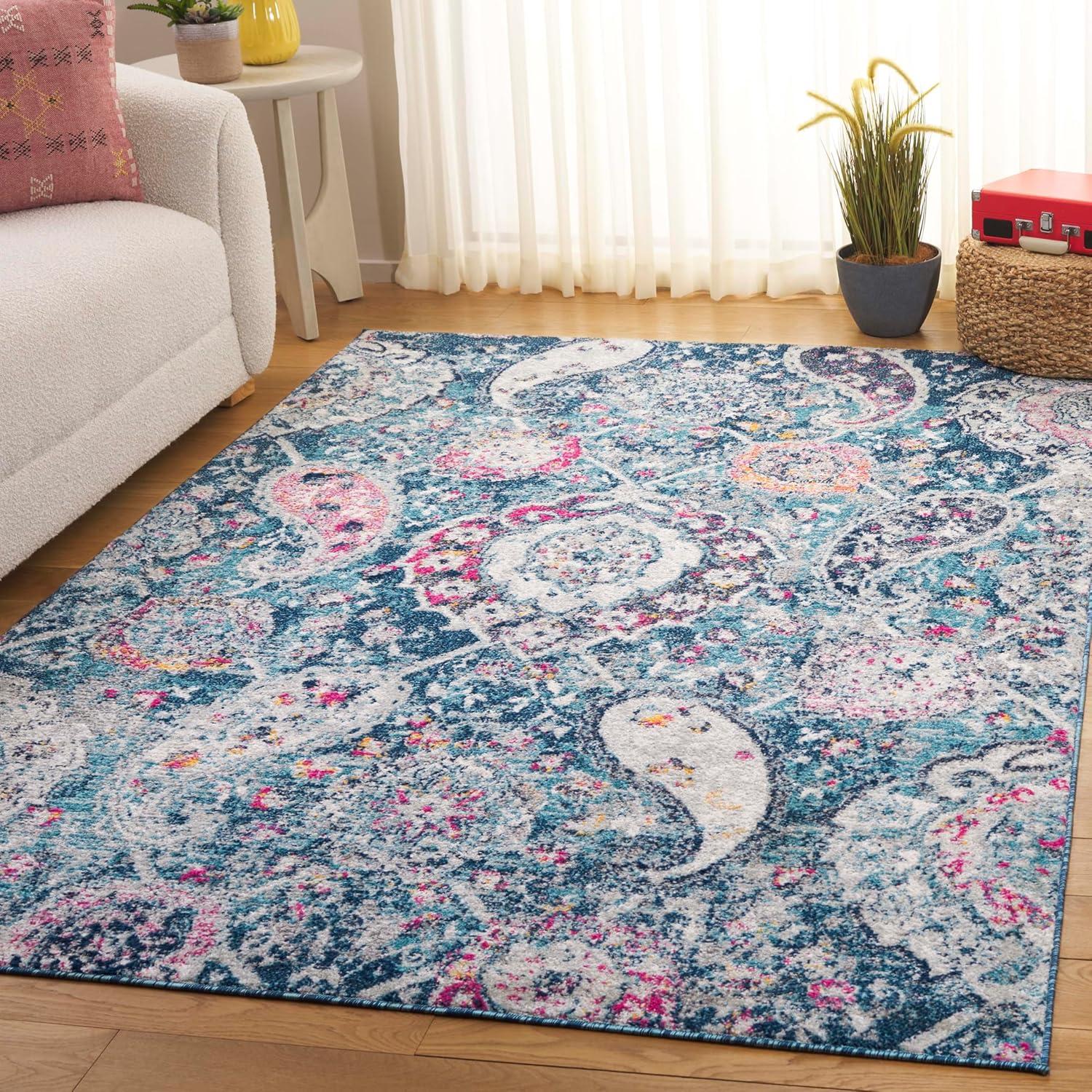 image:imageSAFAVIEH Area Rug 8x10 Madison Collection Large Cream amp Turquoise Boho Chic Glam Paisley Design NonShedding amp Easy Cleaning Ideal for Living Room Bedroom Office Dining Space MAD600EBlueGrey