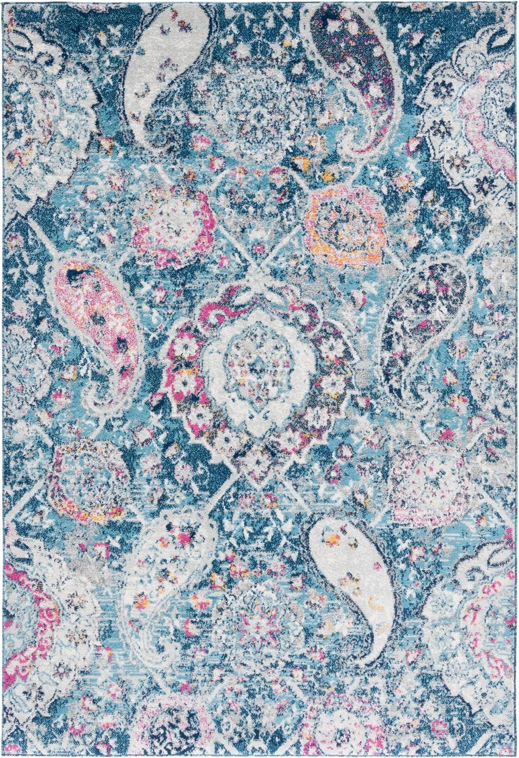 image:imageSAFAVIEH Area Rug 8x10 Madison Collection Large Cream amp Turquoise Boho Chic Glam Paisley Design NonShedding amp Easy Cleaning Ideal for Living Room Bedroom Office Dining Space MAD600EBlueGrey