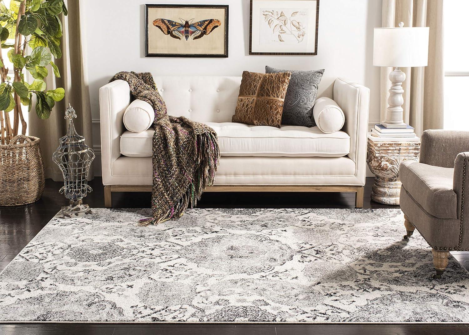 image:imageSAFAVIEH Area Rug 8x10 Madison Collection Large Cream amp Turquoise Boho Chic Glam Paisley Design NonShedding amp Easy Cleaning Ideal for Living Room Bedroom Office Dining Space MAD600ECreamSilver