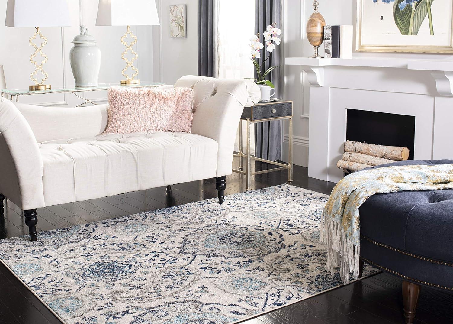 image:imageSAFAVIEH Area Rug 8x10 Madison Collection Large Cream amp Turquoise Boho Chic Glam Paisley Design NonShedding amp Easy Cleaning Ideal for Living Room Bedroom Office Dining Space MAD600ECreamLight Grey