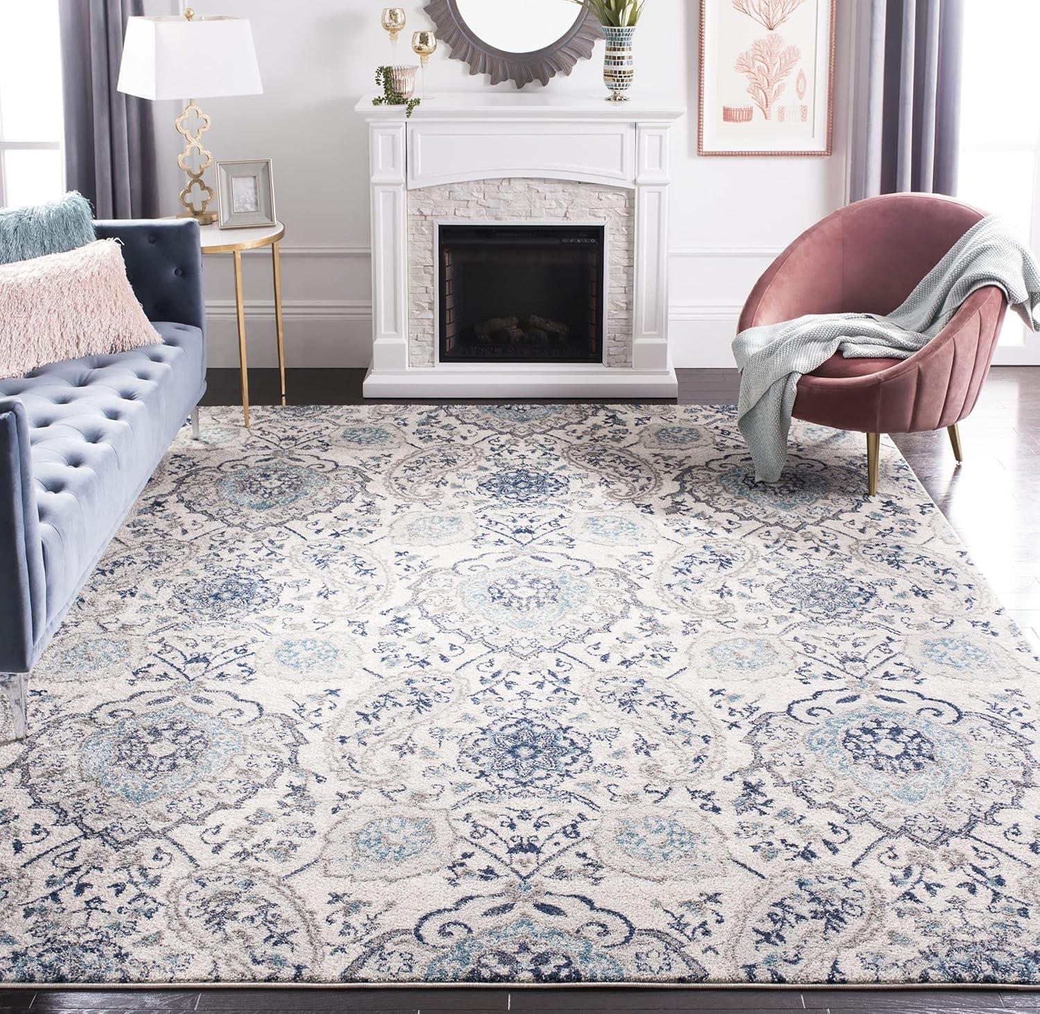 image:imageSAFAVIEH Area Rug 8x10 Madison Collection Large Cream amp Turquoise Boho Chic Glam Paisley Design NonShedding amp Easy Cleaning Ideal for Living Room Bedroom Office Dining Space MAD600ECreamLight Grey