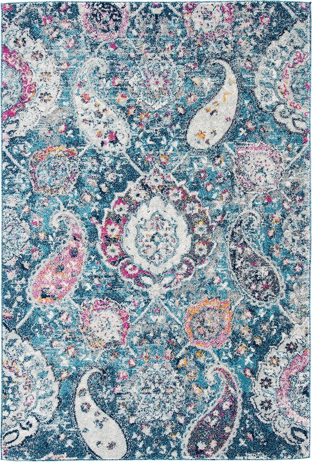 image:imageSAFAVIEH Area Rug 8x10 Madison Collection Large Cream amp Turquoise Boho Chic Glam Paisley Design NonShedding amp Easy Cleaning Ideal for Living Room Bedroom Office Dining Space MAD600EBlueGrey