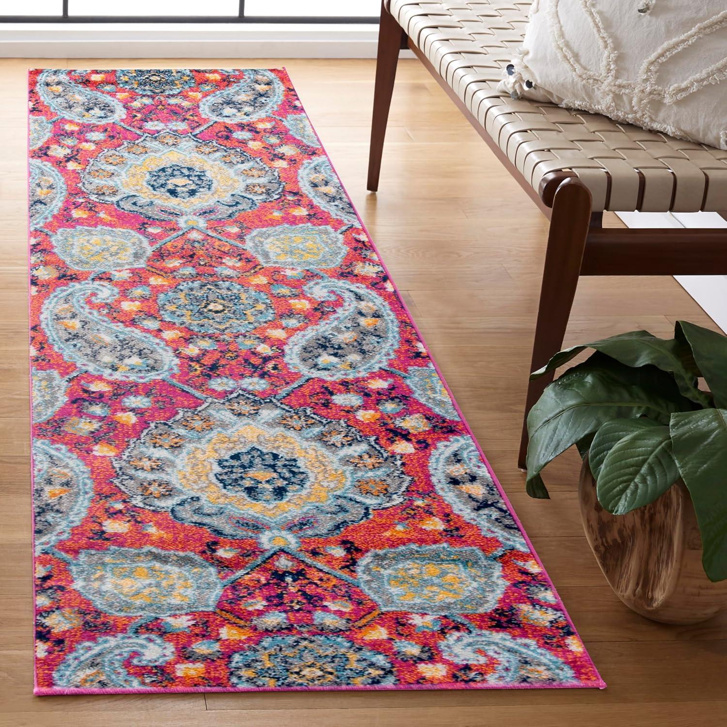 image:imageSAFAVIEH Area Rug 8x10 Madison Collection Large Cream amp Turquoise Boho Chic Glam Paisley Design NonShedding amp Easy Cleaning Ideal for Living Room Bedroom Office Dining Space MAD600EFuchsiaGold