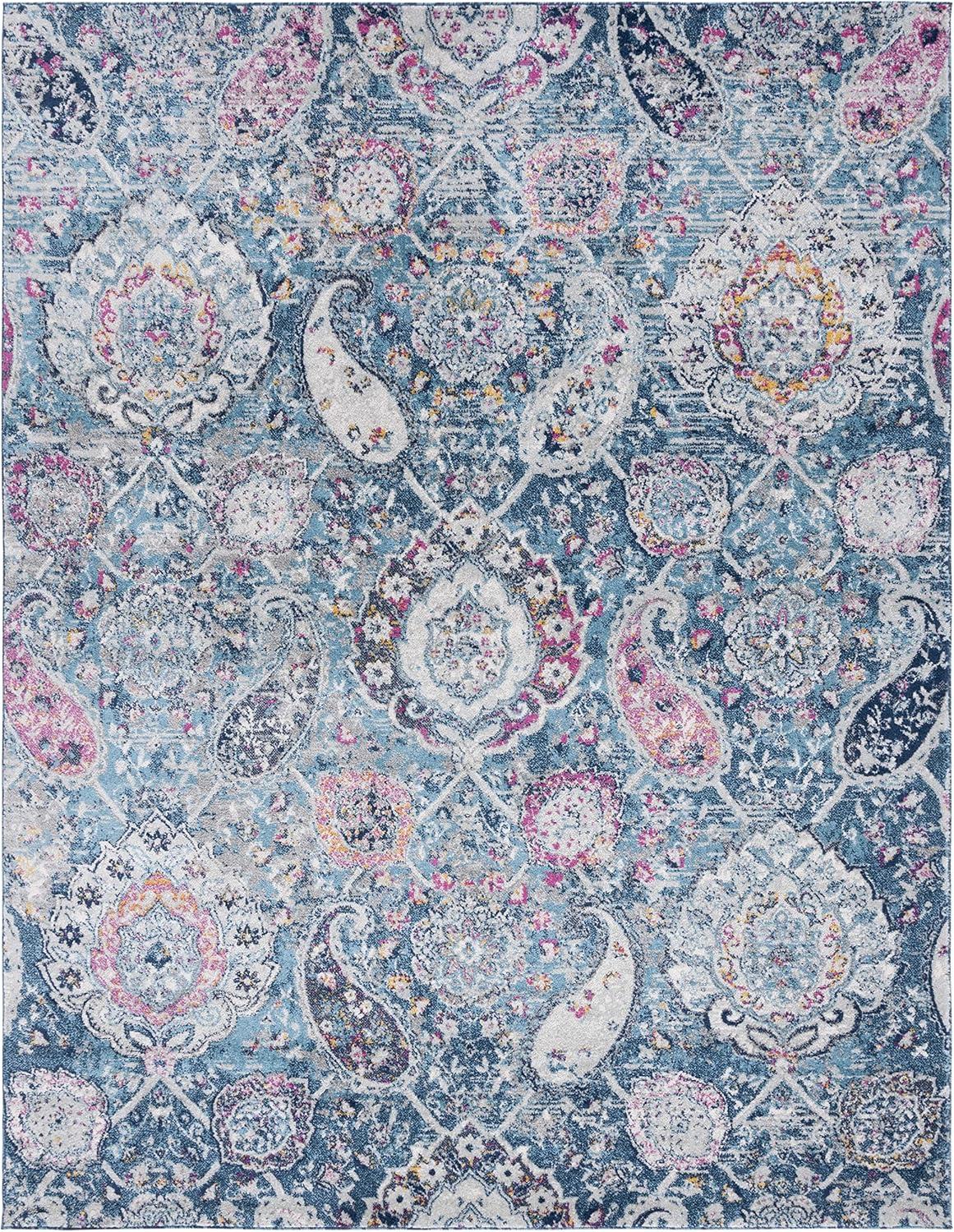 image:imageSAFAVIEH Area Rug 8x10 Madison Collection Large Cream amp Turquoise Boho Chic Glam Paisley Design NonShedding amp Easy Cleaning Ideal for Living Room Bedroom Office Dining Space MAD600EBlueGrey