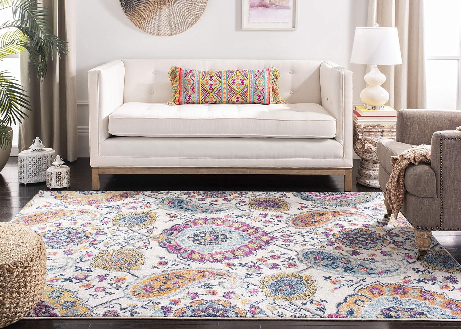 image:imageSAFAVIEH Area Rug 8x10 Madison Collection Large Cream amp Turquoise Boho Chic Glam Paisley Design NonShedding amp Easy Cleaning Ideal for Living Room Bedroom Office Dining Space MAD600ECreamMulti
