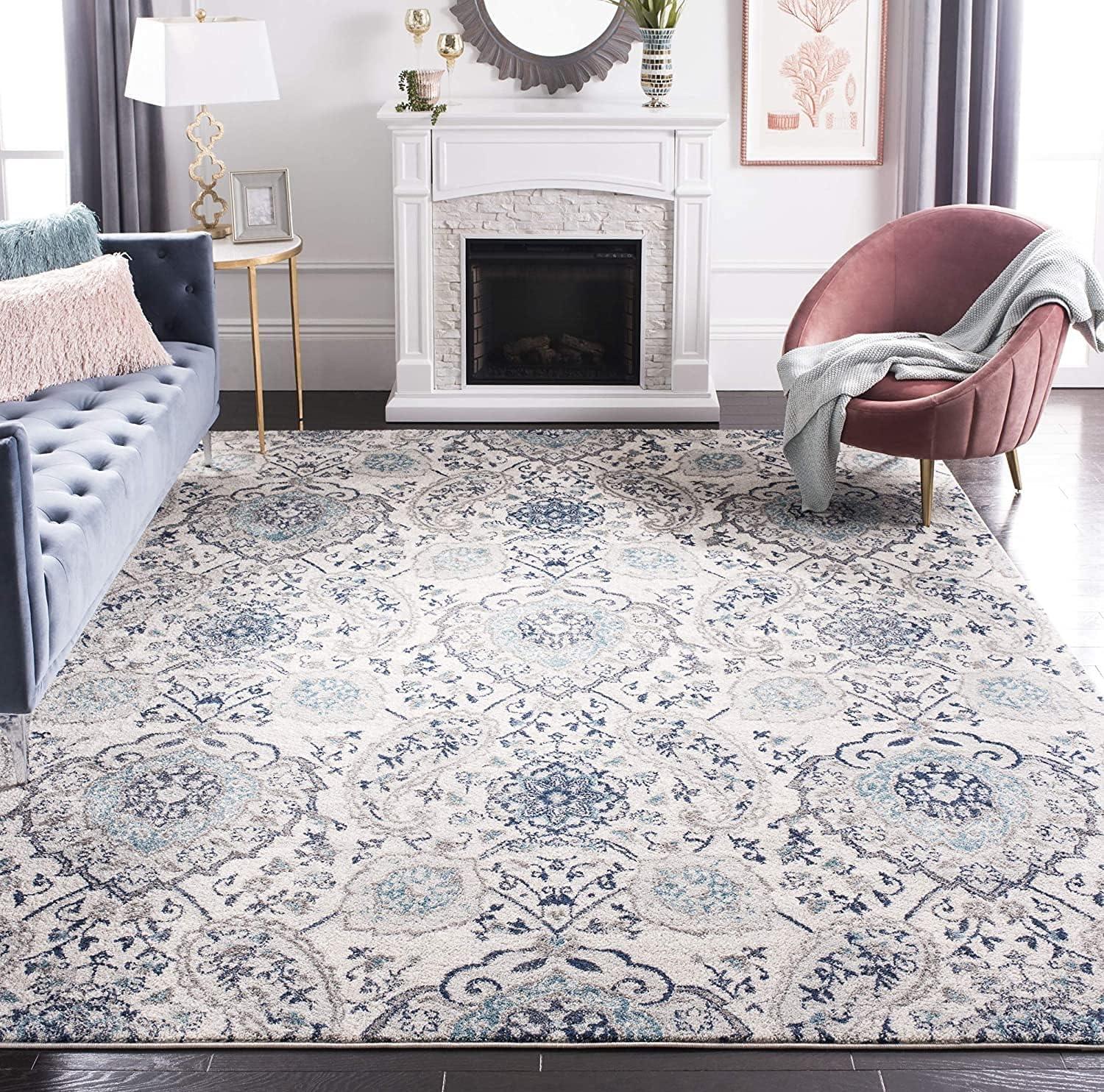 image:imageSAFAVIEH Area Rug 8x10 Madison Collection Large Cream amp Turquoise Boho Chic Glam Paisley Design NonShedding amp Easy Cleaning Ideal for Living Room Bedroom Office Dining Space MAD600ECreamLight Grey