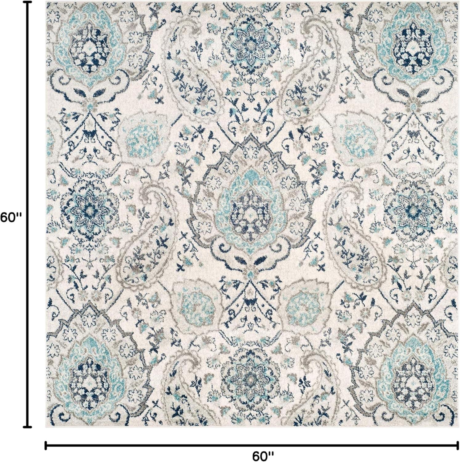 image:imageSAFAVIEH Area Rug 8x10 Madison Collection Large Cream amp Turquoise Boho Chic Glam Paisley Design NonShedding amp Easy Cleaning Ideal for Living Room Bedroom Office Dining Space MAD600ECreamLight Grey