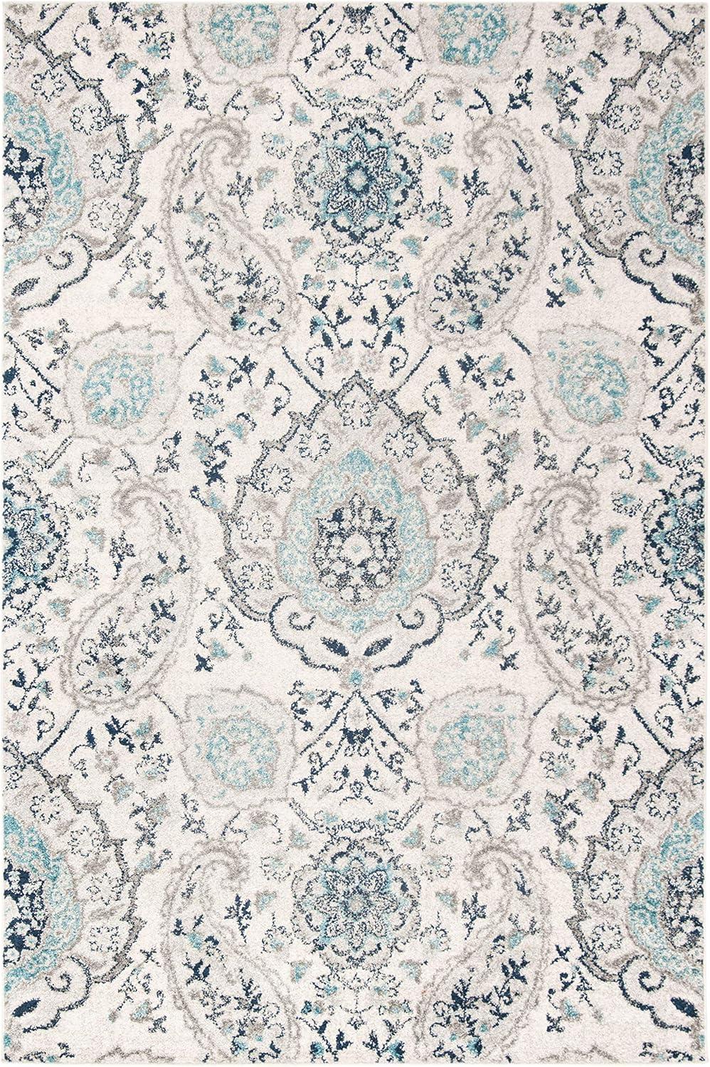 image:imageSAFAVIEH Area Rug 8x10 Madison Collection Large Cream amp Turquoise Boho Chic Glam Paisley Design NonShedding amp Easy Cleaning Ideal for Living Room Bedroom Office Dining Space MAD600ECreamLight Grey