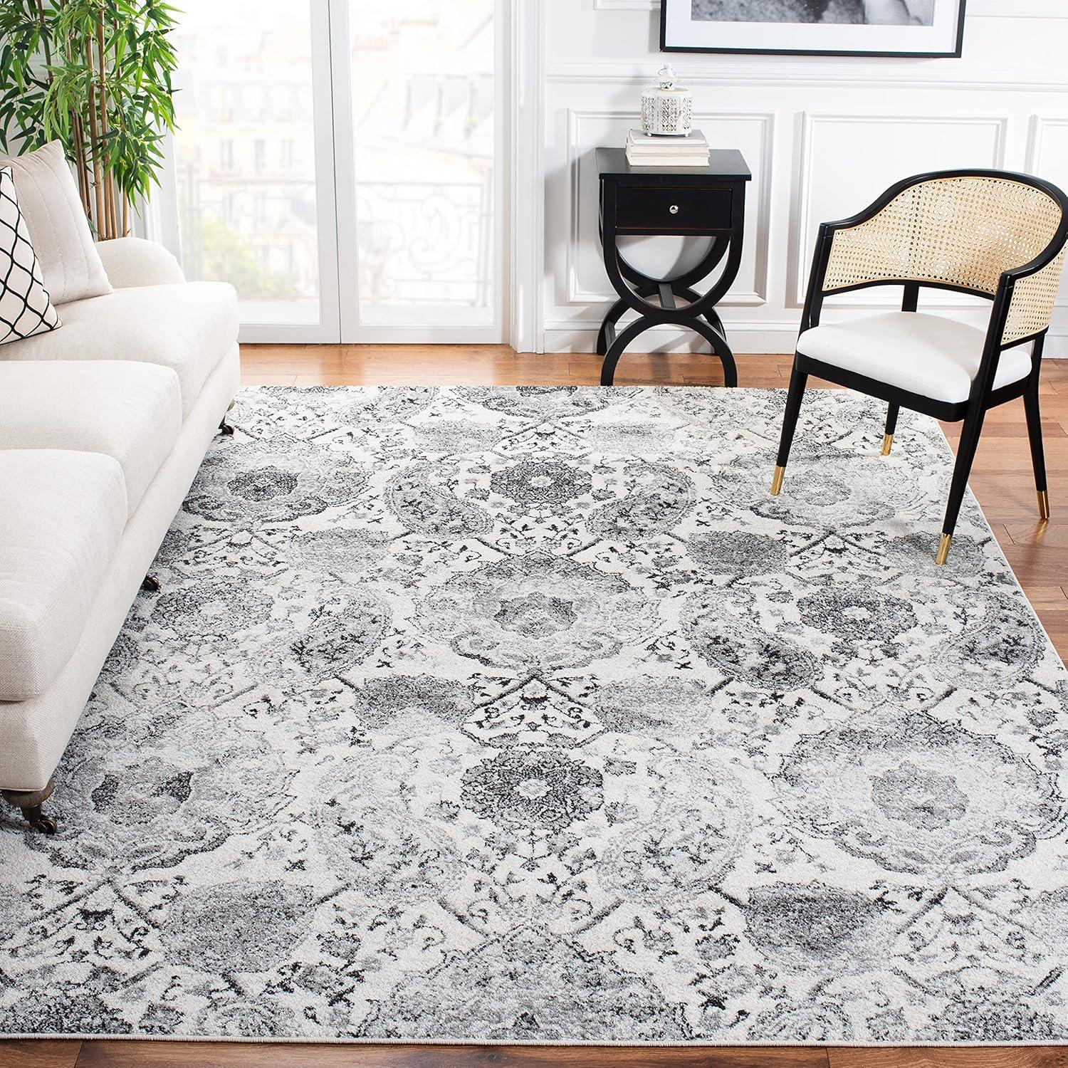 image:imageSAFAVIEH Area Rug 8x10 Madison Collection Large Cream amp Turquoise Boho Chic Glam Paisley Design NonShedding amp Easy Cleaning Ideal for Living Room Bedroom Office Dining Space MAD600ECreamSilver