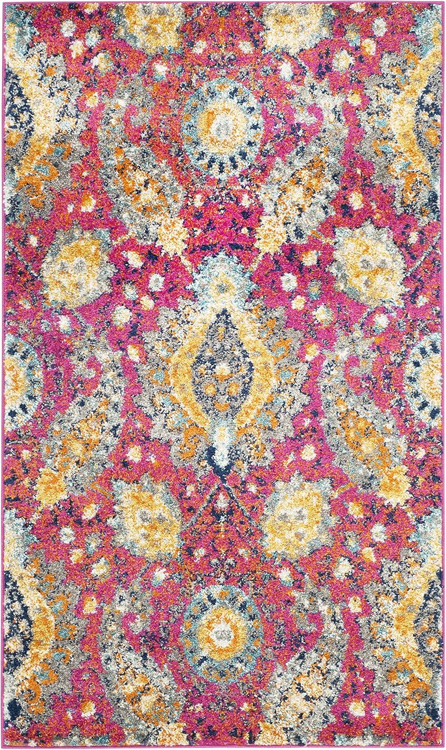 image:imageSAFAVIEH Area Rug 8x10 Madison Collection Large Cream amp Turquoise Boho Chic Glam Paisley Design NonShedding amp Easy Cleaning Ideal for Living Room Bedroom Office Dining Space MAD600EFuchsiaGold