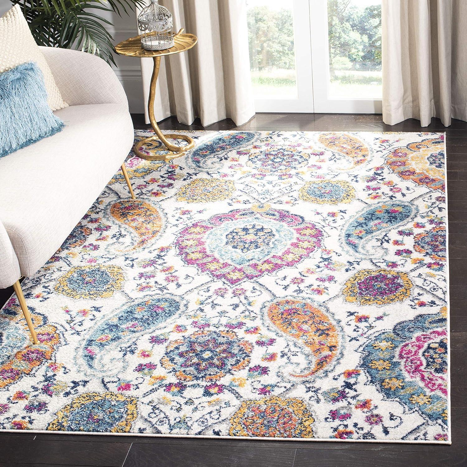 image:imageSAFAVIEH Area Rug 8x10 Madison Collection Large Cream amp Turquoise Boho Chic Glam Paisley Design NonShedding amp Easy Cleaning Ideal for Living Room Bedroom Office Dining Space MAD600ECreamMulti