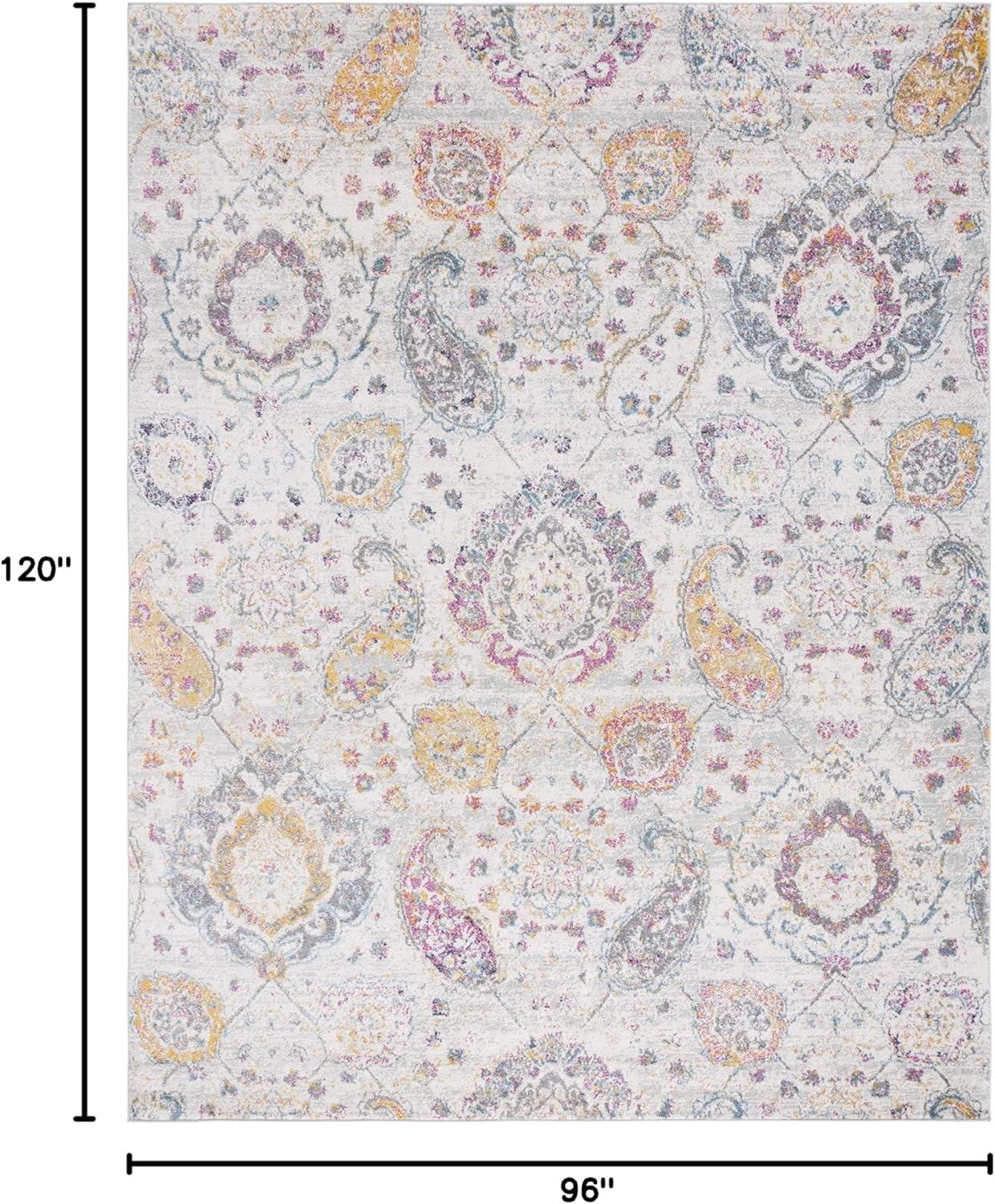 image:imageSAFAVIEH Area Rug 8x10 Madison Collection Large Cream amp Turquoise Boho Chic Glam Paisley Design NonShedding amp Easy Cleaning Ideal for Living Room Bedroom Office Dining Space MAD600EGreyGold