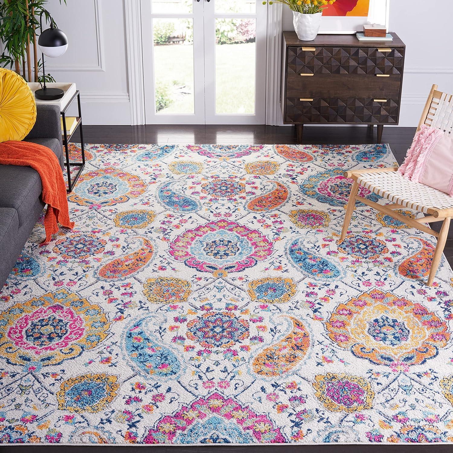 image:imageSAFAVIEH Area Rug 8x10 Madison Collection Large Cream amp Turquoise Boho Chic Glam Paisley Design NonShedding amp Easy Cleaning Ideal for Living Room Bedroom Office Dining Space MAD600ECreamMulti