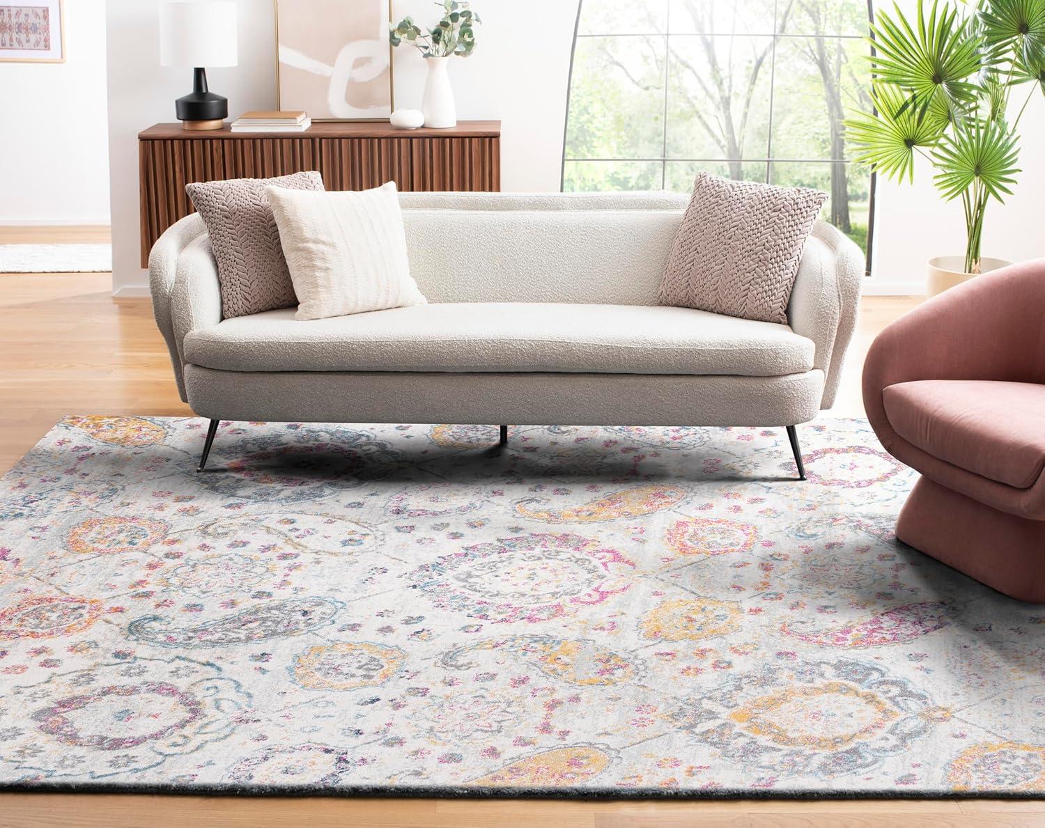 image:imageSAFAVIEH Area Rug 8x10 Madison Collection Large Cream amp Turquoise Boho Chic Glam Paisley Design NonShedding amp Easy Cleaning Ideal for Living Room Bedroom Office Dining Space MAD600EGreyGold
