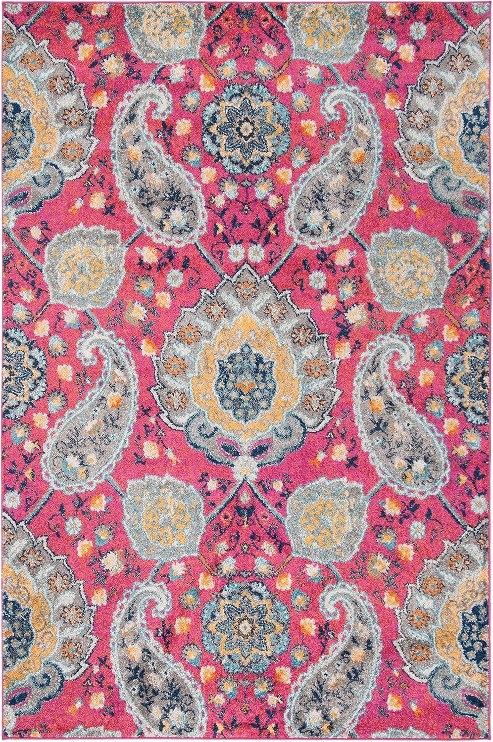 image:imageSAFAVIEH Area Rug 8x10 Madison Collection Large Cream amp Turquoise Boho Chic Glam Paisley Design NonShedding amp Easy Cleaning Ideal for Living Room Bedroom Office Dining Space MAD600EFuchsiaGold