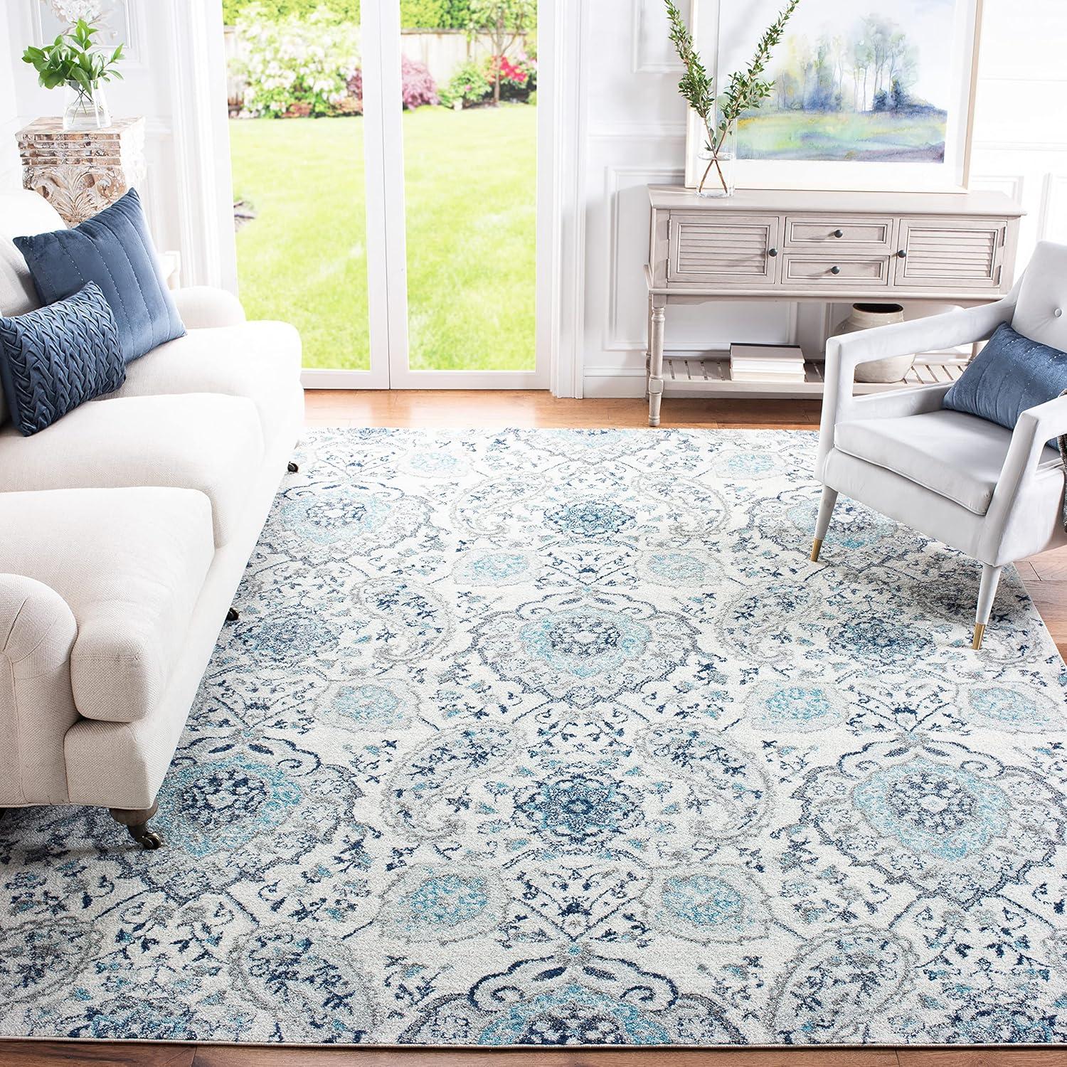 image:imageSAFAVIEH Area Rug 8x10 Madison Collection Large Cream amp Turquoise Boho Chic Glam Paisley Design NonShedding amp Easy Cleaning Ideal for Living Room Bedroom Office Dining Space MAD600ECreamLight Grey