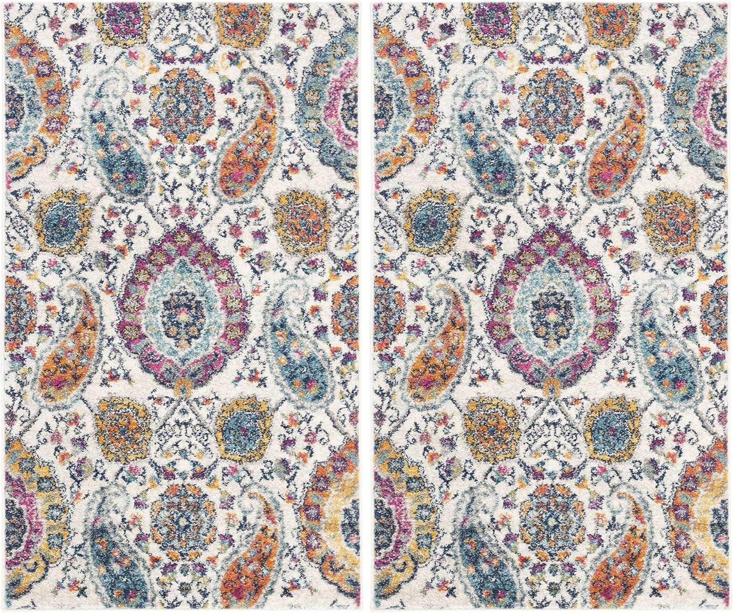 image:imageSAFAVIEH Area Rug 8x10 Madison Collection Large Cream amp Turquoise Boho Chic Glam Paisley Design NonShedding amp Easy Cleaning Ideal for Living Room Bedroom Office Dining Space MAD600ECreamMulti