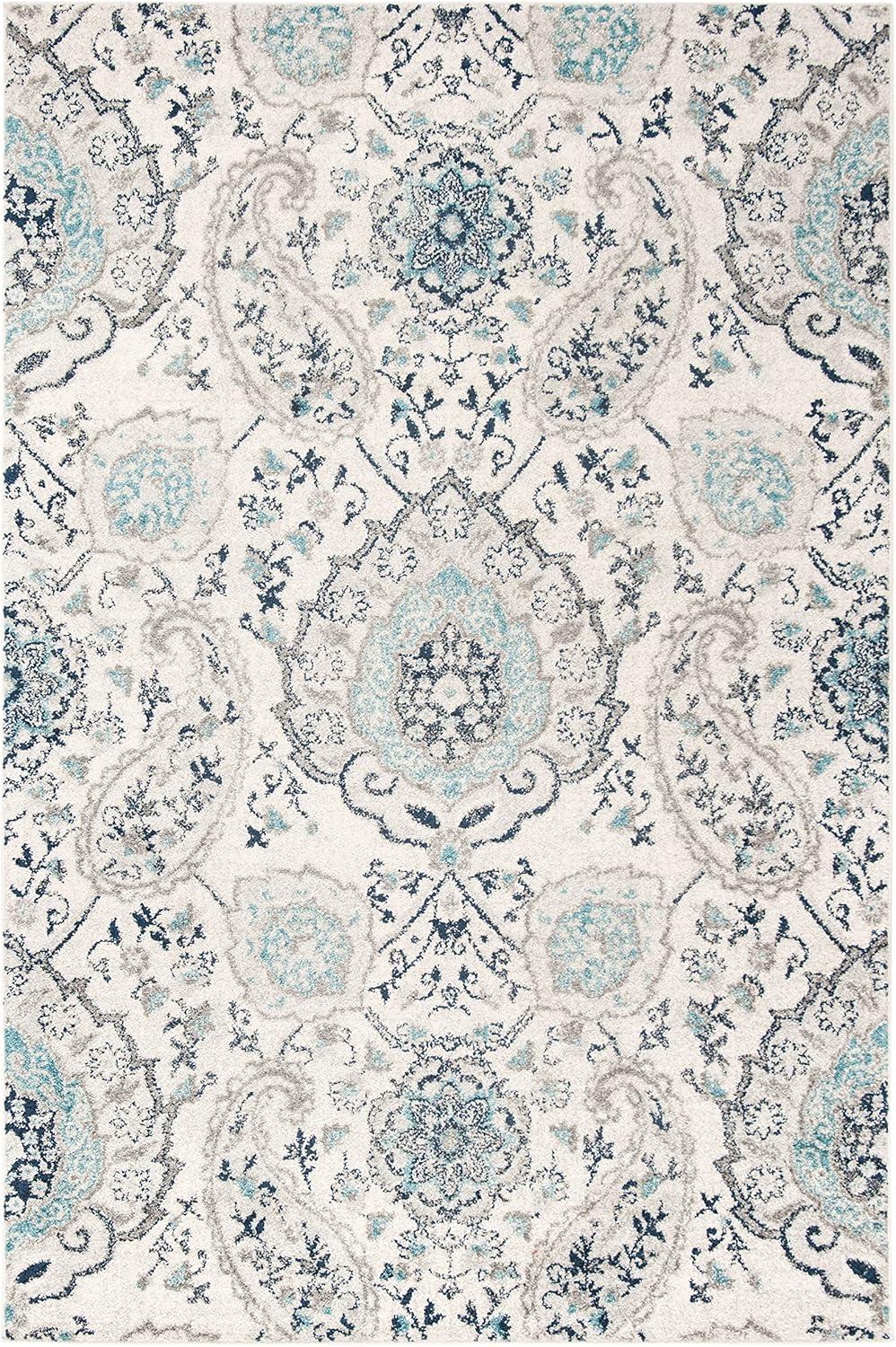 image:imageSAFAVIEH Area Rug 8x10 Madison Collection Large Cream amp Turquoise Boho Chic Glam Paisley Design NonShedding amp Easy Cleaning Ideal for Living Room Bedroom Office Dining Space MAD600ECreamLight Grey
