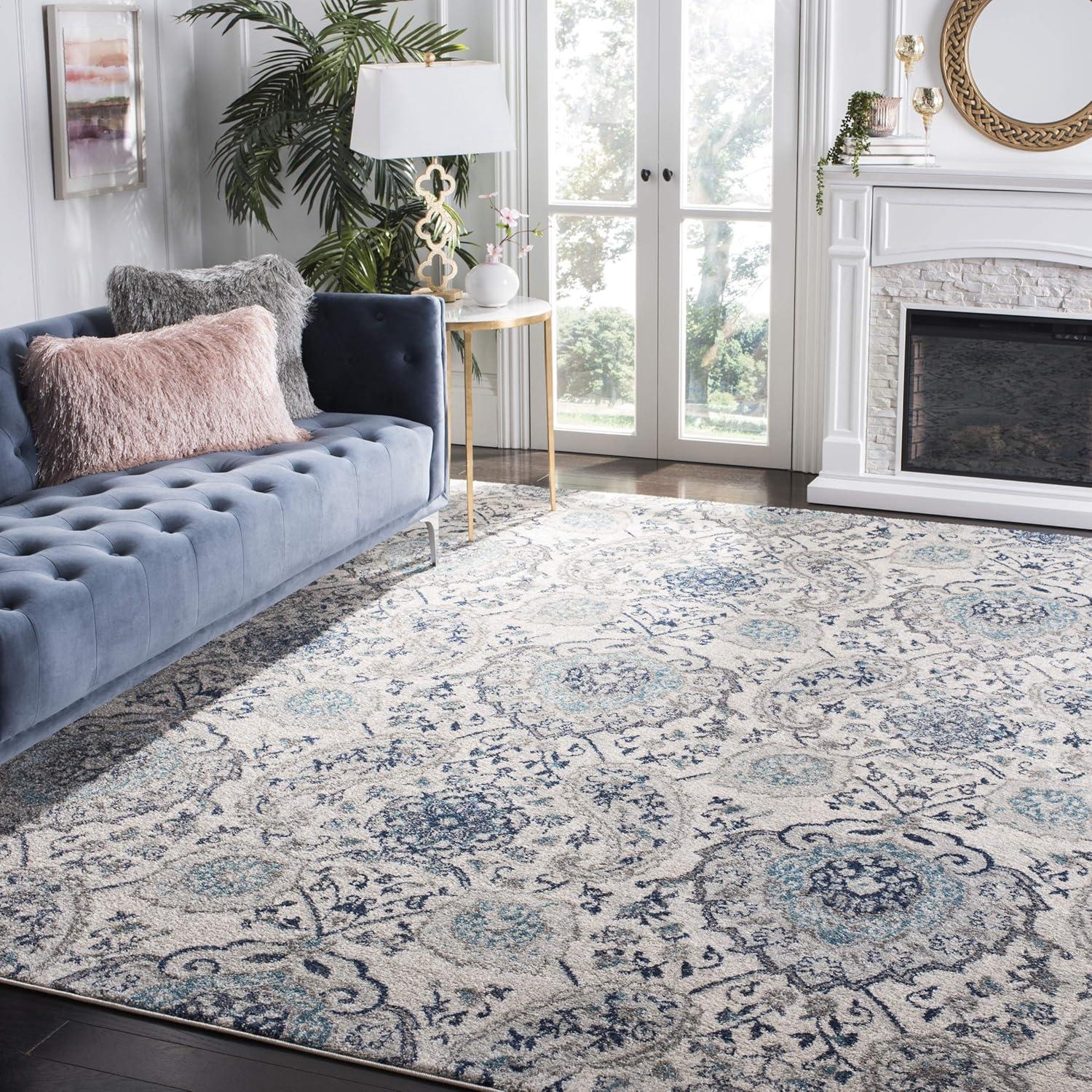 image:imageSAFAVIEH Area Rug 8x10 Madison Collection Large Cream amp Turquoise Boho Chic Glam Paisley Design NonShedding amp Easy Cleaning Ideal for Living Room Bedroom Office Dining Space MAD600ECreamLight Grey