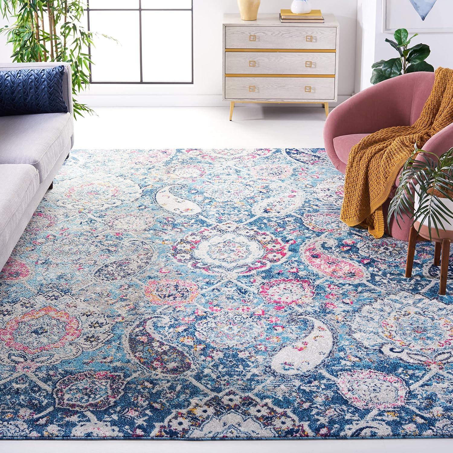 image:imageSAFAVIEH Area Rug 8x10 Madison Collection Large Cream amp Turquoise Boho Chic Glam Paisley Design NonShedding amp Easy Cleaning Ideal for Living Room Bedroom Office Dining Space MAD600EBlueGrey