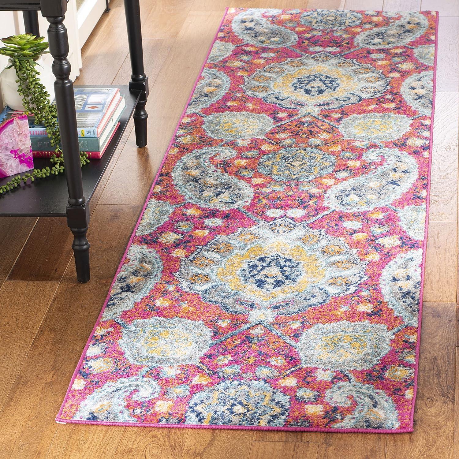 image:imageSAFAVIEH Area Rug 8x10 Madison Collection Large Cream amp Turquoise Boho Chic Glam Paisley Design NonShedding amp Easy Cleaning Ideal for Living Room Bedroom Office Dining Space MAD600EFuchsiaGold