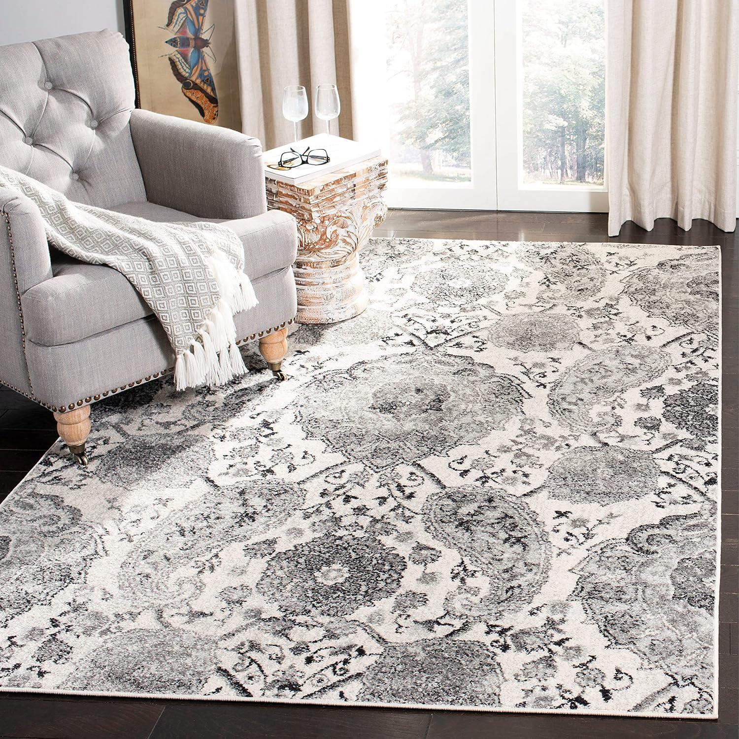 image:imageSAFAVIEH Area Rug 8x10 Madison Collection Large Cream amp Turquoise Boho Chic Glam Paisley Design NonShedding amp Easy Cleaning Ideal for Living Room Bedroom Office Dining Space MAD600ECreamSilver