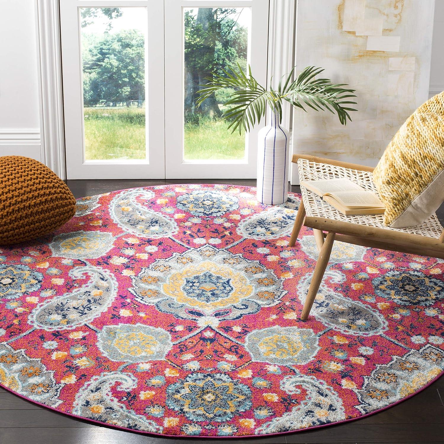 image:imageSAFAVIEH Area Rug 8x10 Madison Collection Large Cream amp Turquoise Boho Chic Glam Paisley Design NonShedding amp Easy Cleaning Ideal for Living Room Bedroom Office Dining Space MAD600EFuchsiaGold