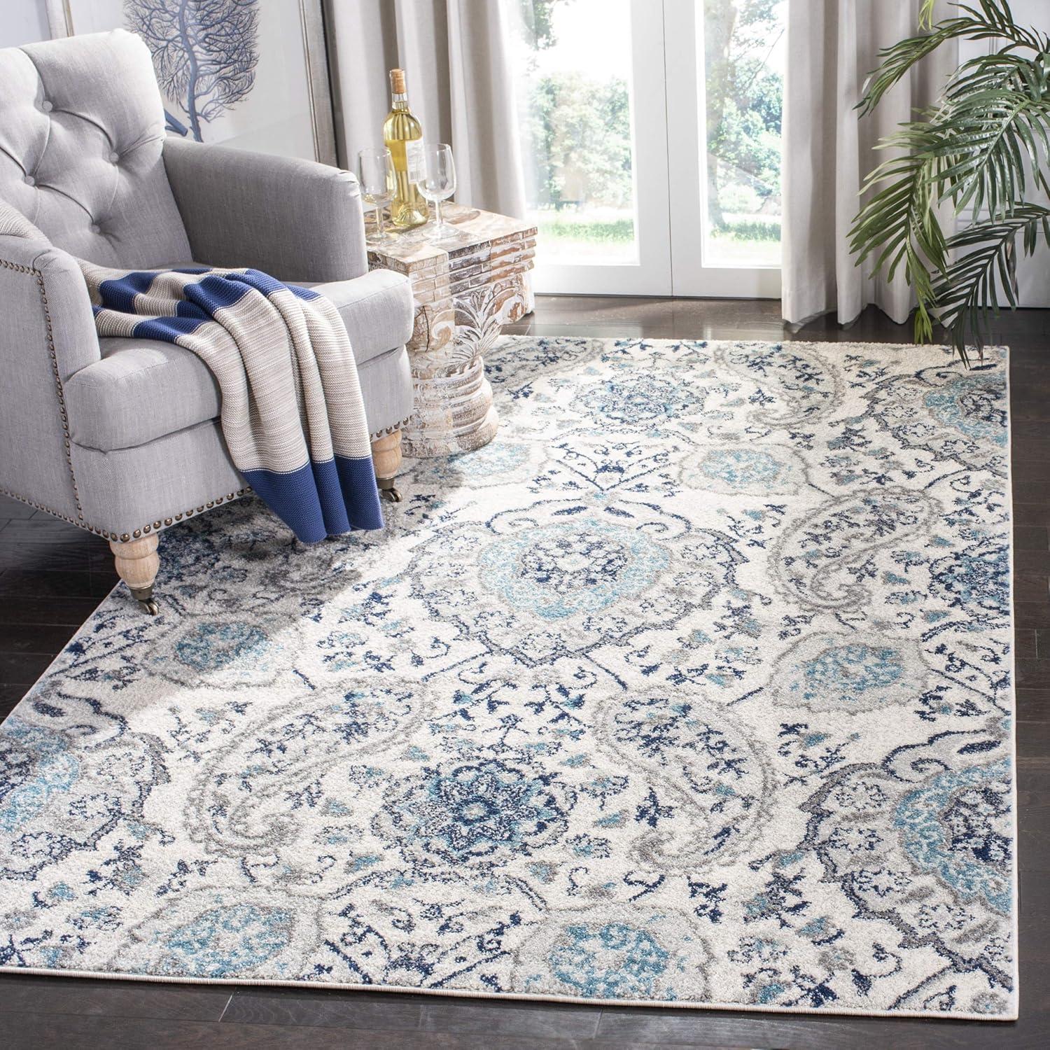 image:imageSAFAVIEH Area Rug 8x10 Madison Collection Large Cream amp Turquoise Boho Chic Glam Paisley Design NonShedding amp Easy Cleaning Ideal for Living Room Bedroom Office Dining Space MAD600ECreamLight Grey