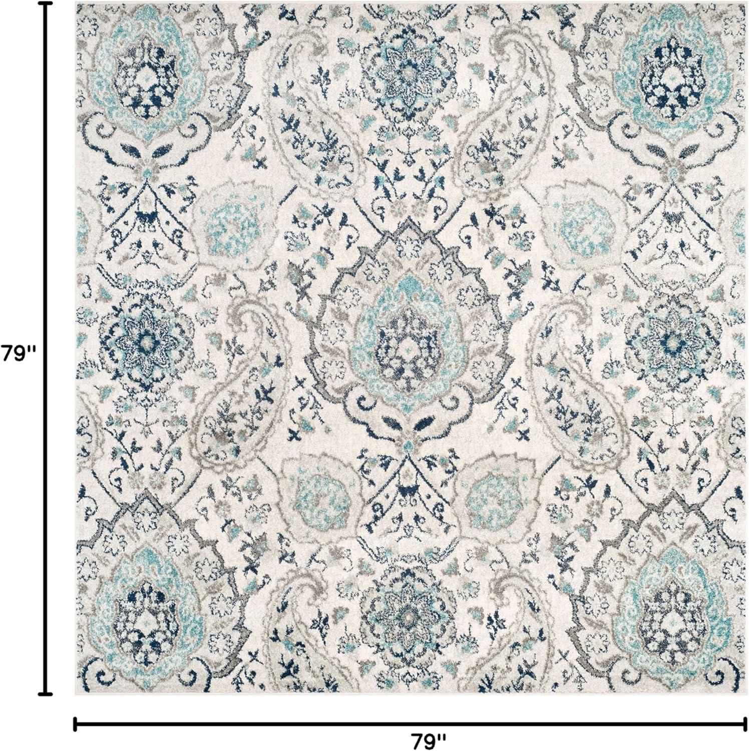 image:imageSAFAVIEH Area Rug 8x10 Madison Collection Large Cream amp Turquoise Boho Chic Glam Paisley Design NonShedding amp Easy Cleaning Ideal for Living Room Bedroom Office Dining Space MAD600ECreamLight Grey
