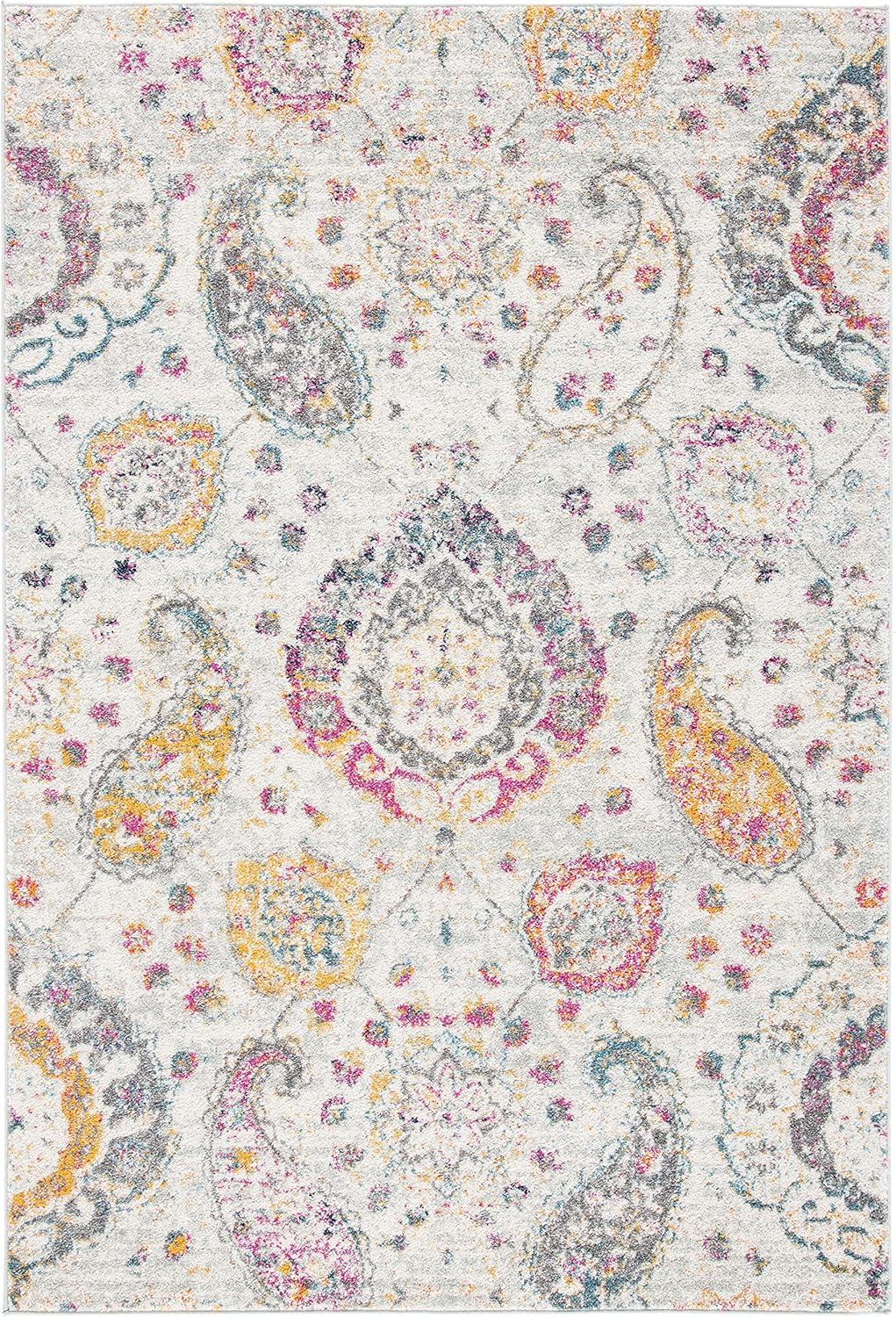 image:imageSAFAVIEH Area Rug 8x10 Madison Collection Large Cream amp Turquoise Boho Chic Glam Paisley Design NonShedding amp Easy Cleaning Ideal for Living Room Bedroom Office Dining Space MAD600EGreyGold
