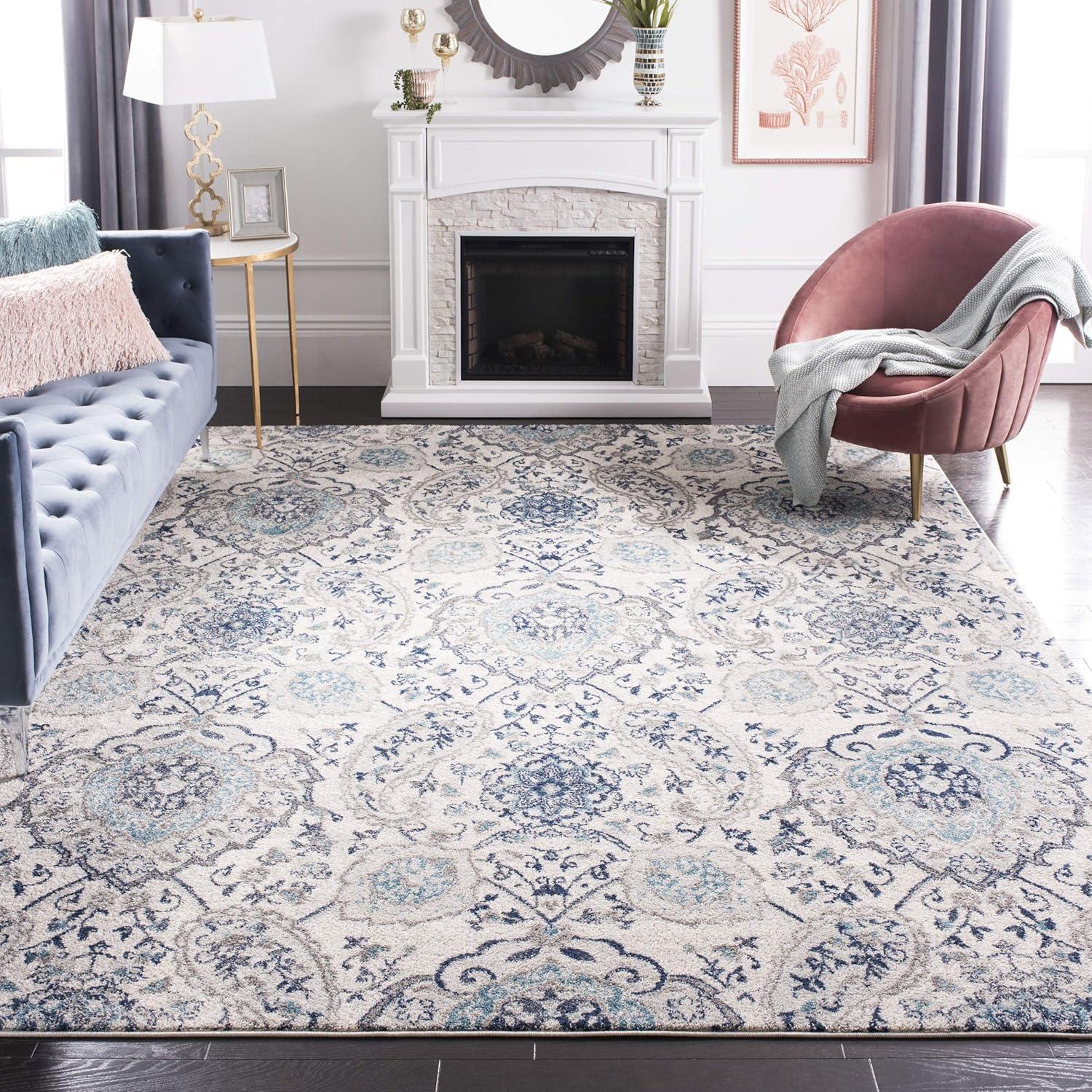 image:imageSAFAVIEH Area Rug 8x10 Madison Collection Large Cream amp Turquoise Boho Chic Glam Paisley Design NonShedding amp Easy Cleaning Ideal for Living Room Bedroom Office Dining Space MAD600ECreamLight Grey
