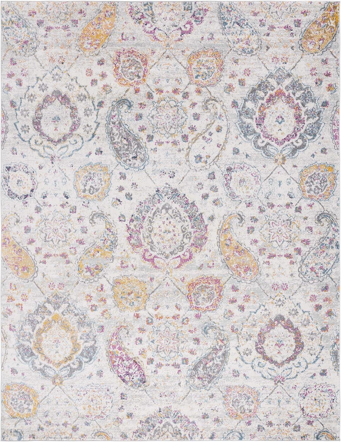 image:imageSAFAVIEH Area Rug 8x10 Madison Collection Large Cream amp Turquoise Boho Chic Glam Paisley Design NonShedding amp Easy Cleaning Ideal for Living Room Bedroom Office Dining Space MAD600EGreyGold