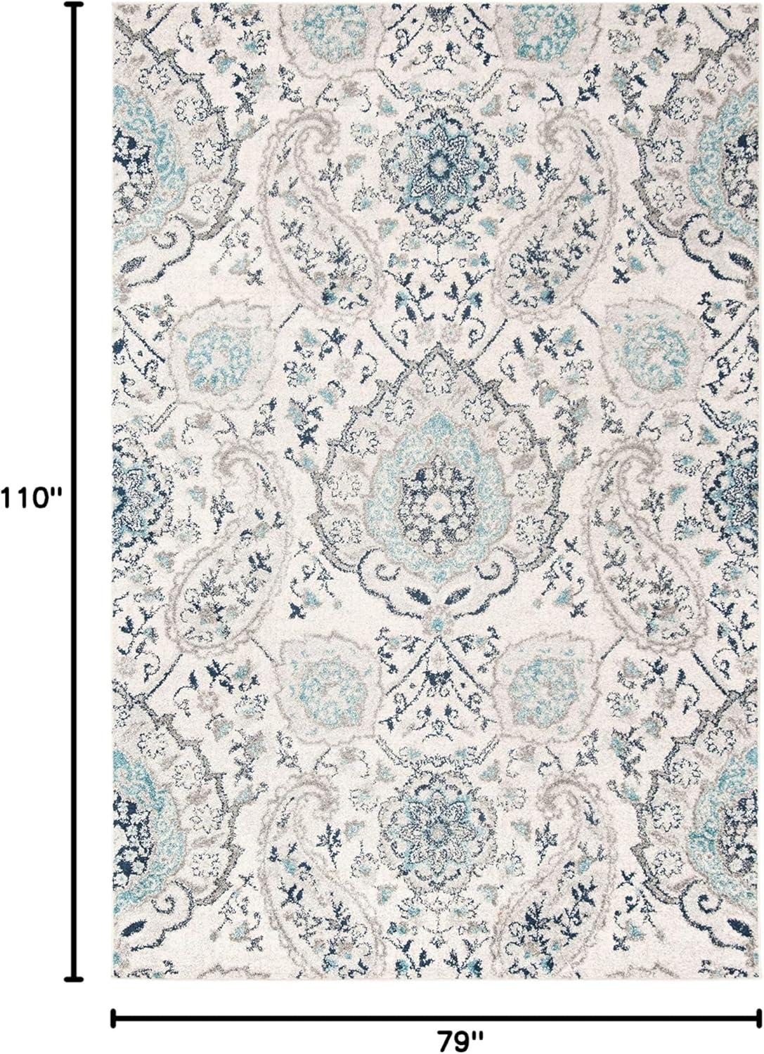 image:imageSAFAVIEH Area Rug 8x10 Madison Collection Large Cream amp Turquoise Boho Chic Glam Paisley Design NonShedding amp Easy Cleaning Ideal for Living Room Bedroom Office Dining Space MAD600ECreamLight Grey