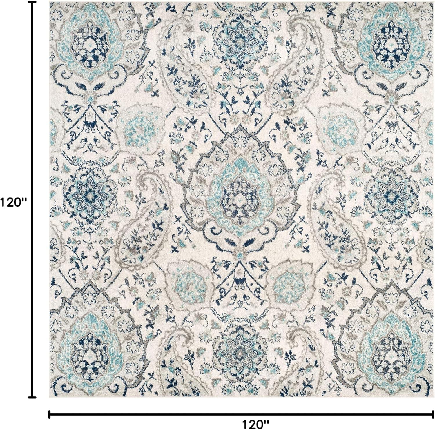 image:imageSAFAVIEH Area Rug 8x10 Madison Collection Large Cream amp Turquoise Boho Chic Glam Paisley Design NonShedding amp Easy Cleaning Ideal for Living Room Bedroom Office Dining Space MAD600ECreamLight Grey