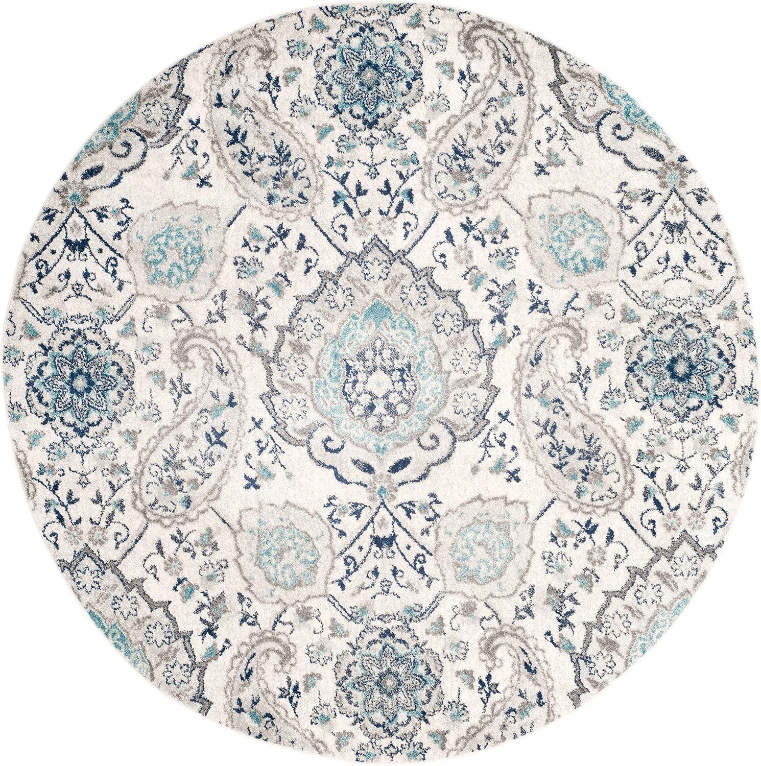 image:imageSAFAVIEH Area Rug 8x10 Madison Collection Large Cream amp Turquoise Boho Chic Glam Paisley Design NonShedding amp Easy Cleaning Ideal for Living Room Bedroom Office Dining Space MAD600ECreamLight Grey