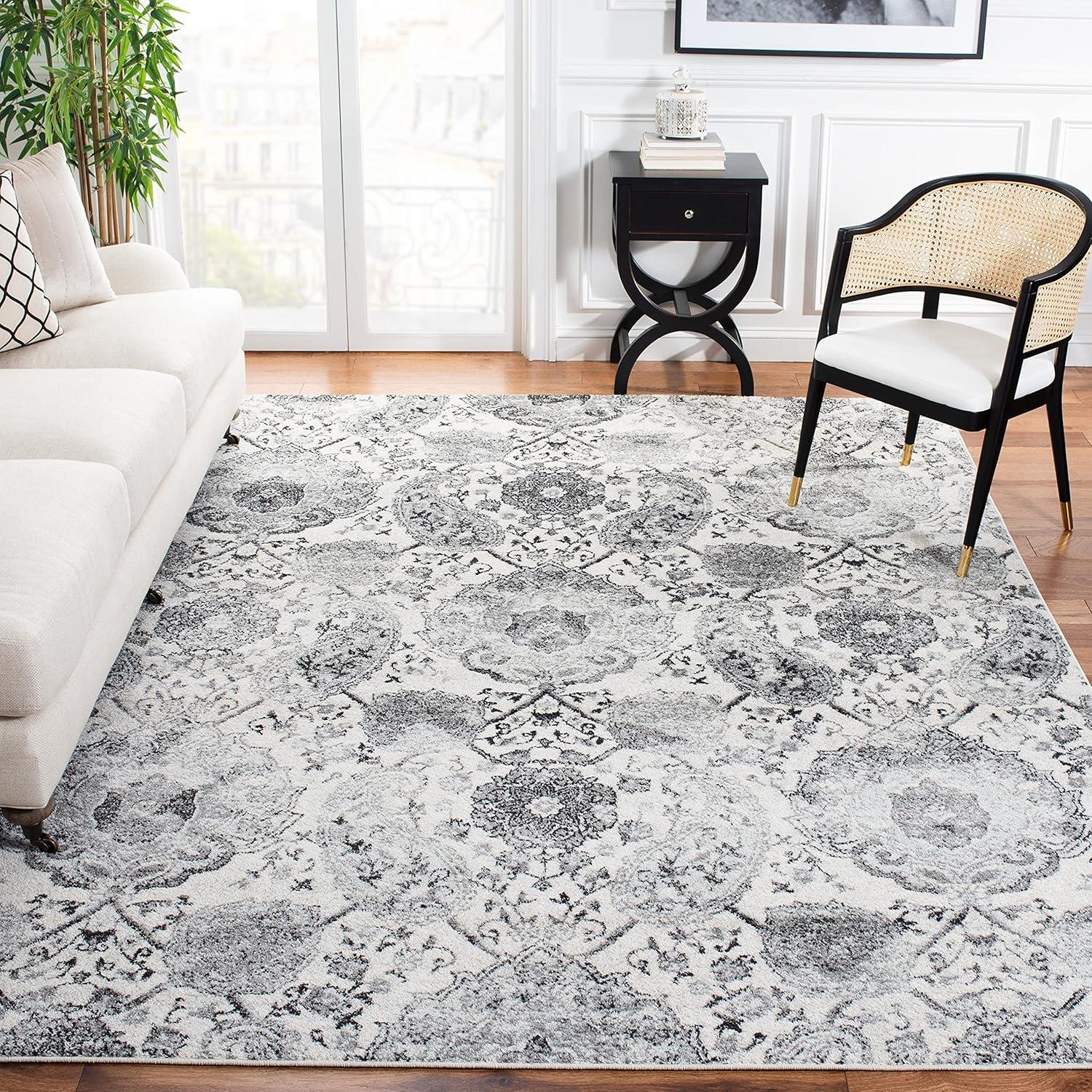 image:imageSAFAVIEH Area Rug 8x10 Madison Collection Large Cream amp Turquoise Boho Chic Glam Paisley Design NonShedding amp Easy Cleaning Ideal for Living Room Bedroom Office Dining Space MAD600ECreamSilver