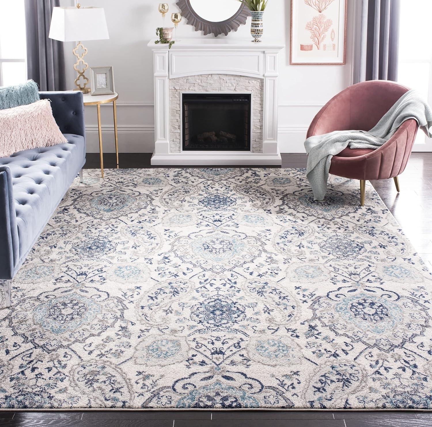 image:imageSAFAVIEH Area Rug 8x10 Madison Collection Large Cream amp Turquoise Boho Chic Glam Paisley Design NonShedding amp Easy Cleaning Ideal for Living Room Bedroom Office Dining Space MAD600ECreamLight Grey