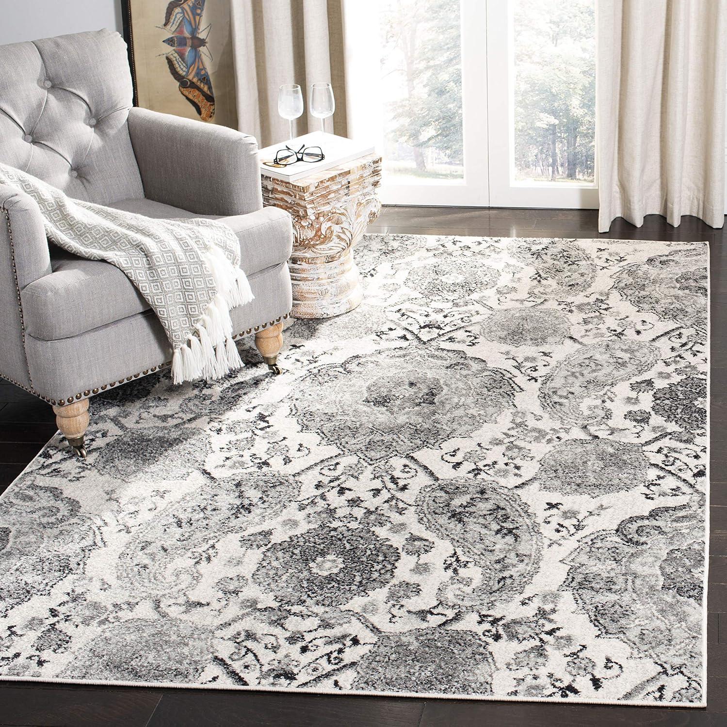 image:imageSAFAVIEH Area Rug 8x10 Madison Collection Large Cream amp Turquoise Boho Chic Glam Paisley Design NonShedding amp Easy Cleaning Ideal for Living Room Bedroom Office Dining Space MAD600ECreamSilver