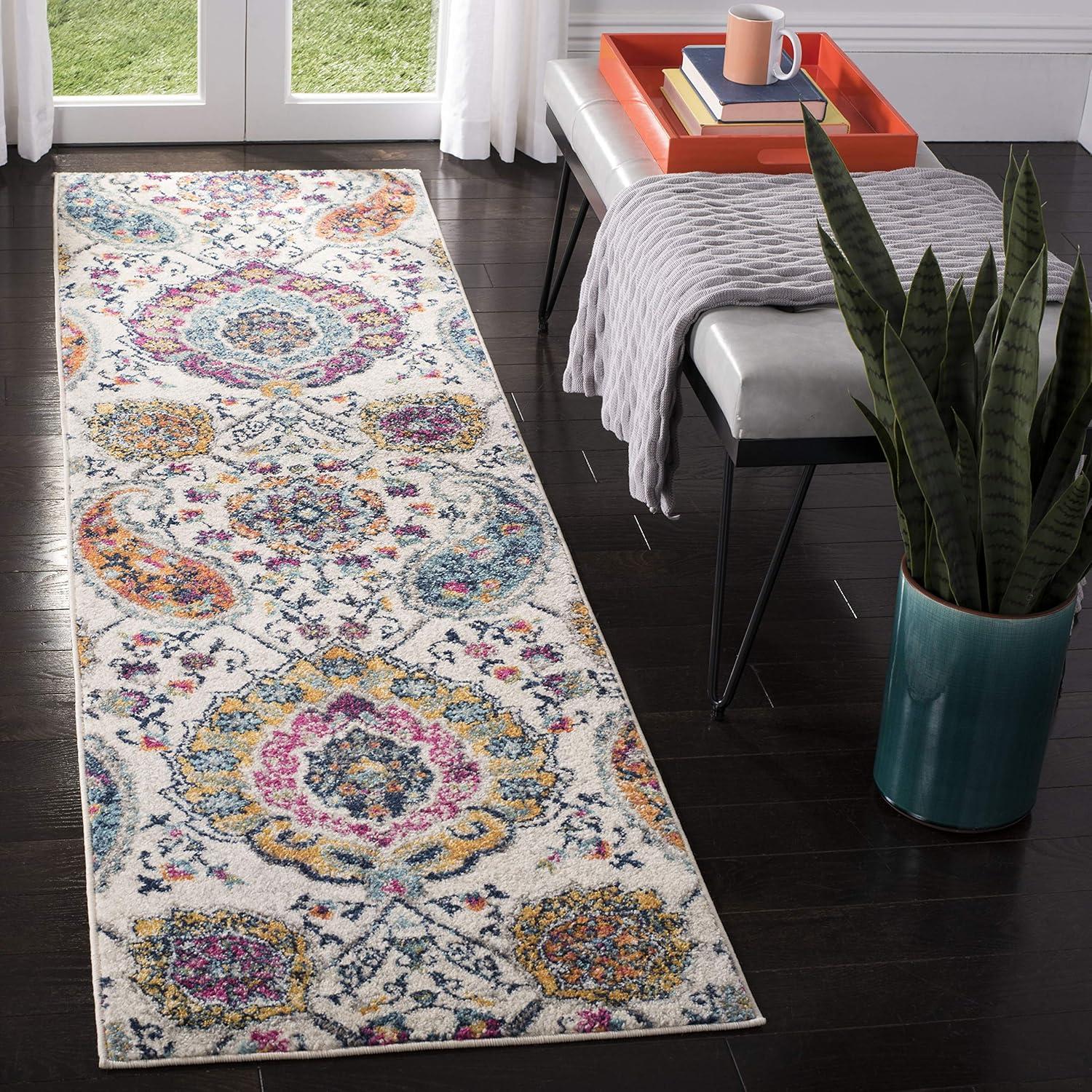 image:imageSAFAVIEH Area Rug 8x10 Madison Collection Large Cream amp Turquoise Boho Chic Glam Paisley Design NonShedding amp Easy Cleaning Ideal for Living Room Bedroom Office Dining Space MAD600ECreamMulti