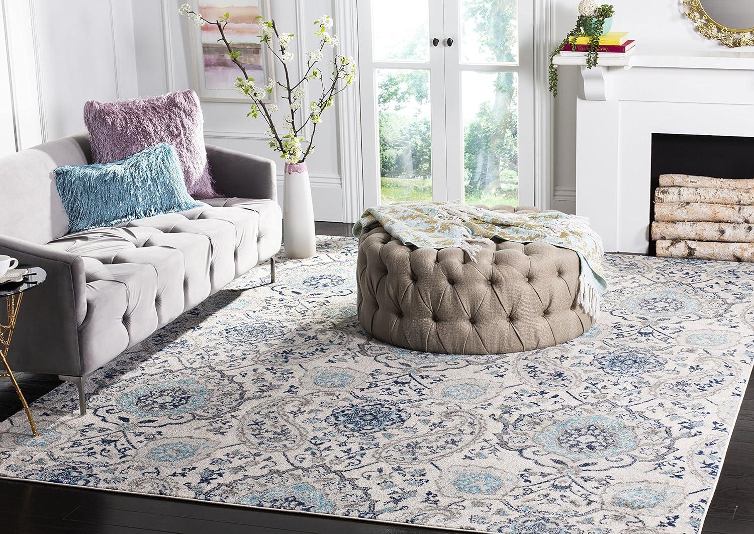 image:imageSAFAVIEH Area Rug 8x10 Madison Collection Large Cream amp Turquoise Boho Chic Glam Paisley Design NonShedding amp Easy Cleaning Ideal for Living Room Bedroom Office Dining Space MAD600ECreamLight Grey