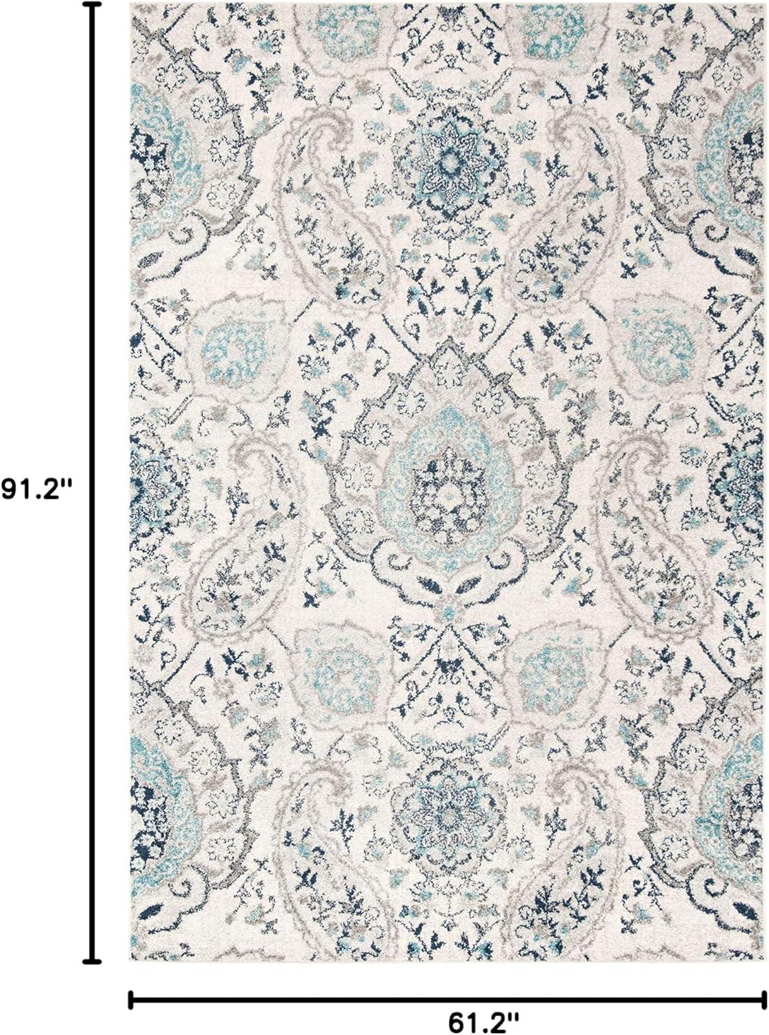 image:imageSAFAVIEH Area Rug 8x10 Madison Collection Large Cream amp Turquoise Boho Chic Glam Paisley Design NonShedding amp Easy Cleaning Ideal for Living Room Bedroom Office Dining Space MAD600ECreamLight Grey