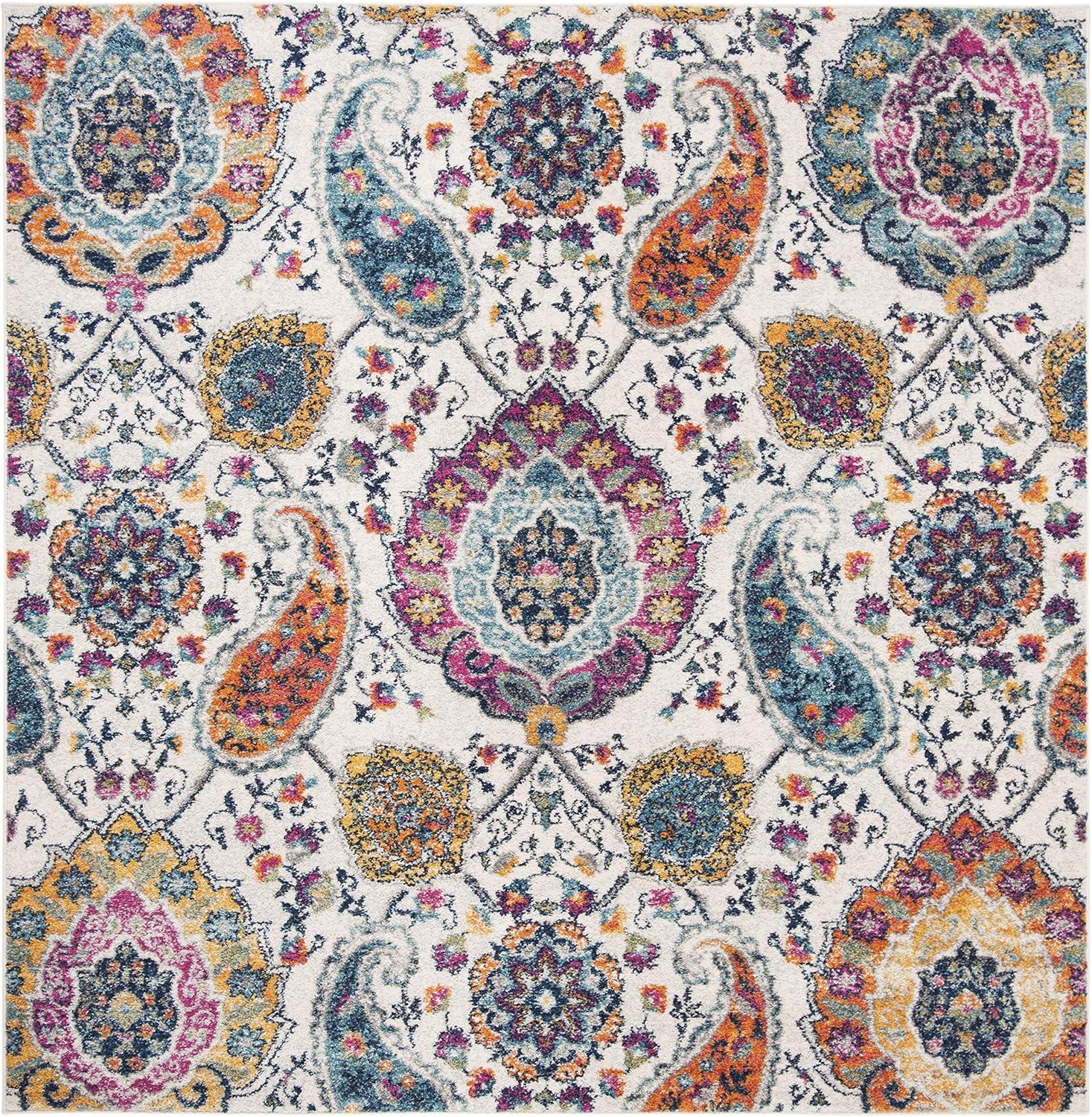 image:imageSAFAVIEH Area Rug 8x10 Madison Collection Large Cream amp Turquoise Boho Chic Glam Paisley Design NonShedding amp Easy Cleaning Ideal for Living Room Bedroom Office Dining Space MAD600ECreamMulti