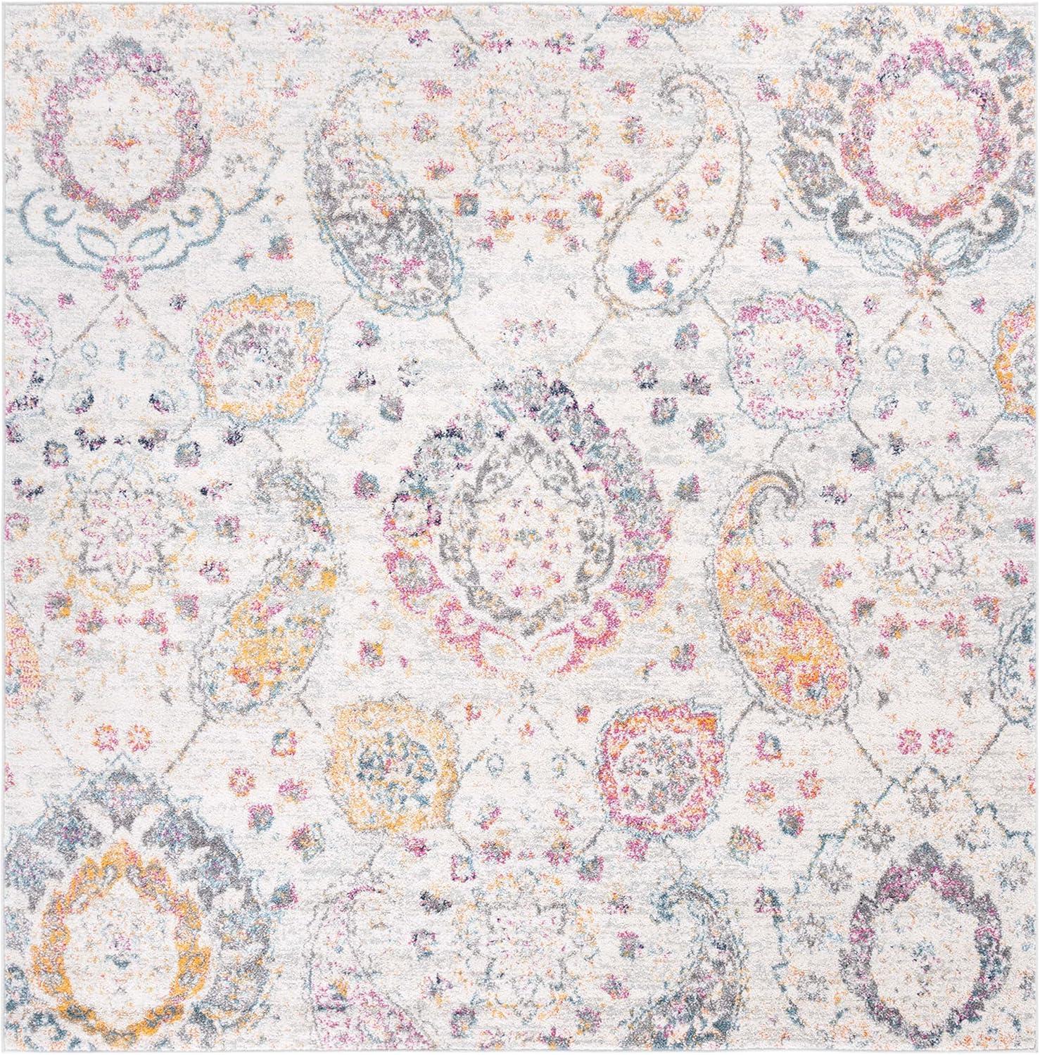 image:imageSAFAVIEH Area Rug 8x10 Madison Collection Large Cream amp Turquoise Boho Chic Glam Paisley Design NonShedding amp Easy Cleaning Ideal for Living Room Bedroom Office Dining Space MAD600EGreyGold