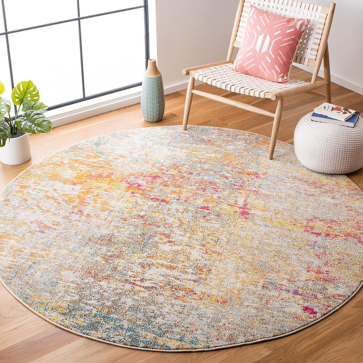 image:imageSAFAVIEH Area Rug 8x10 Madison Collection Large Grey amp Pink Modern Abstract Design NonShedding amp Easy Cleaning Ideal for Living Room Bedroom Office Dining Space MAD460AGreyTurquoise