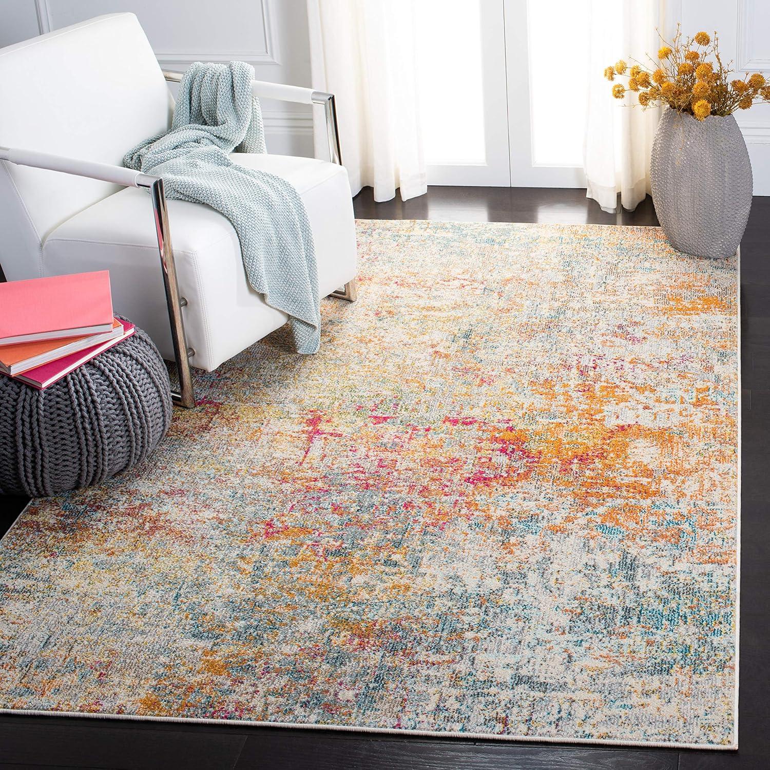 image:imageSAFAVIEH Area Rug 8x10 Madison Collection Large Grey amp Pink Modern Abstract Design NonShedding amp Easy Cleaning Ideal for Living Room Bedroom Office Dining Space MAD460AGreyTurquoise