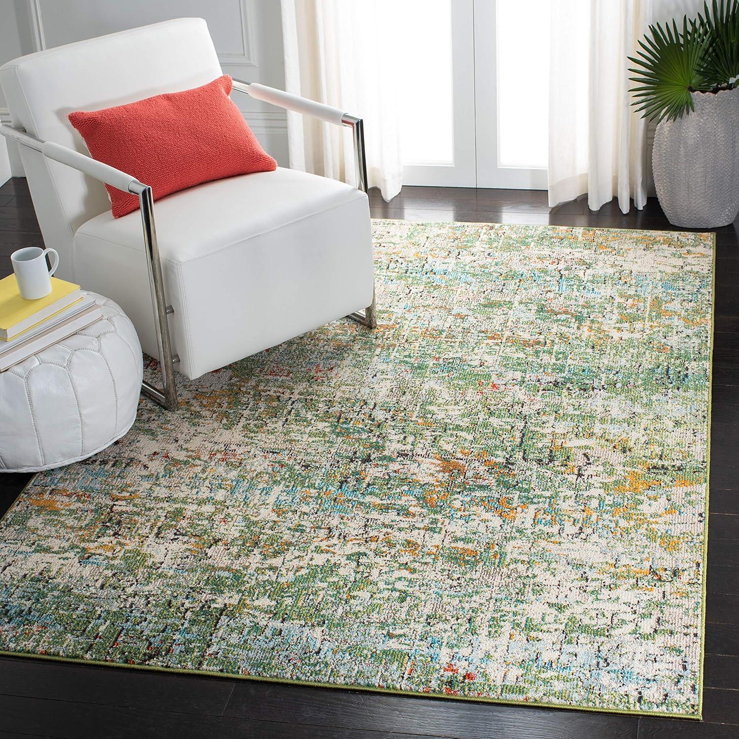 image:imageSAFAVIEH Area Rug 8x10 Madison Collection Large Grey amp Pink Modern Abstract Design NonShedding amp Easy Cleaning Ideal for Living Room Bedroom Office Dining Space MAD460AGreenTurquoise