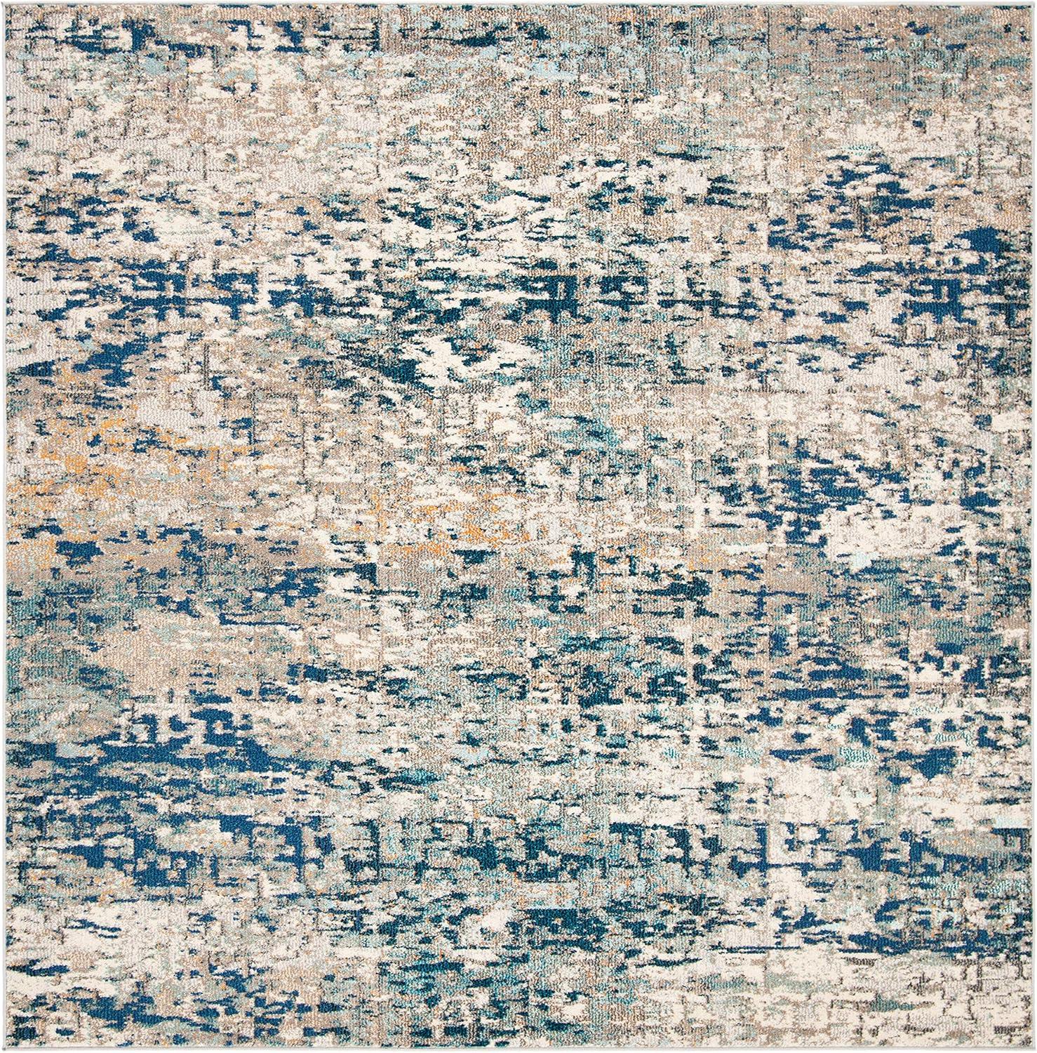 image:imageSAFAVIEH Area Rug 8x10 Madison Collection Large Grey amp Pink Modern Abstract Design NonShedding amp Easy Cleaning Ideal for Living Room Bedroom Office Dining Space MAD460AGreyBlue