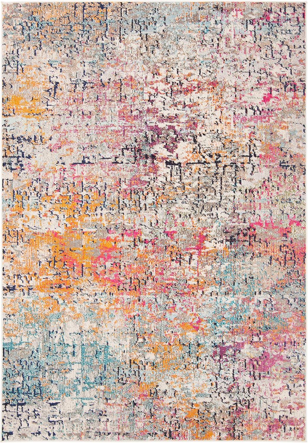 image:imageSAFAVIEH Area Rug 8x10 Madison Collection Large Grey amp Pink Modern Abstract Design NonShedding amp Easy Cleaning Ideal for Living Room Bedroom Office Dining Space MAD460AGreyPink